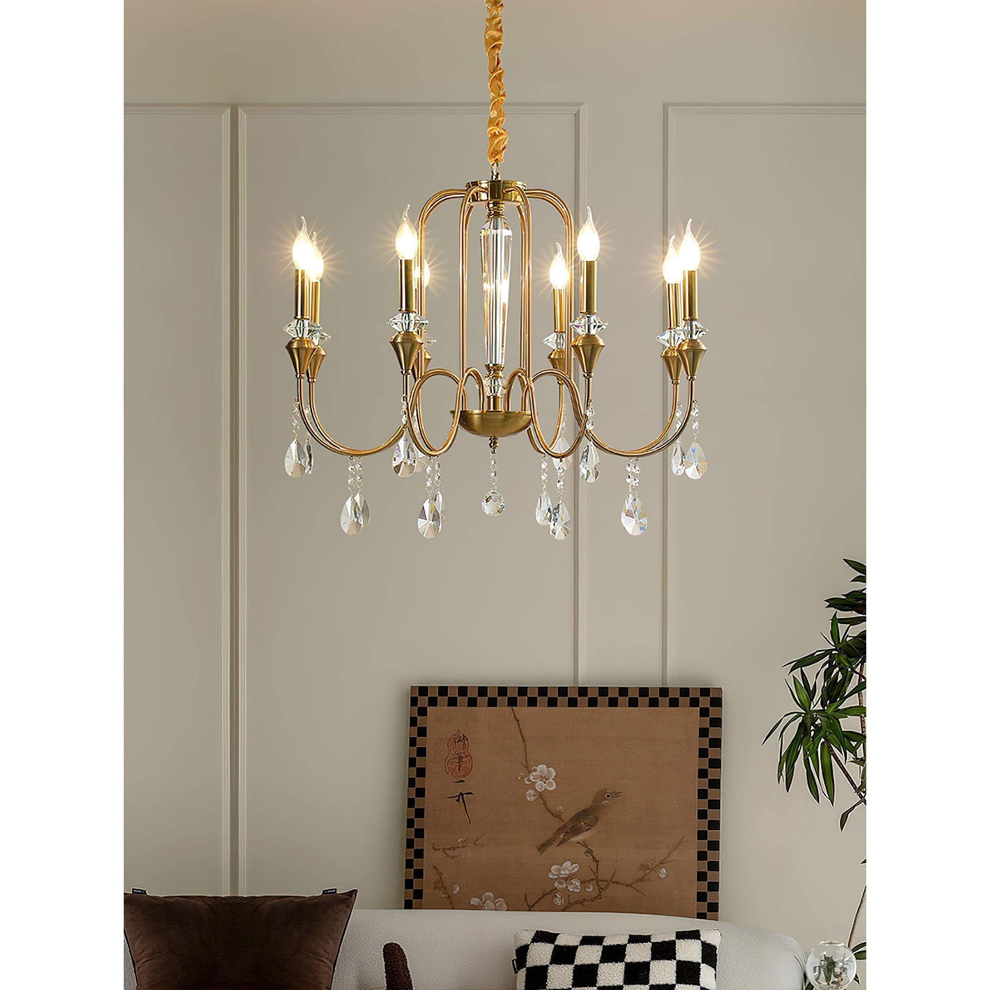 Ercararis Vintage Industrial Brass Crystal Chandelier - Letslighting