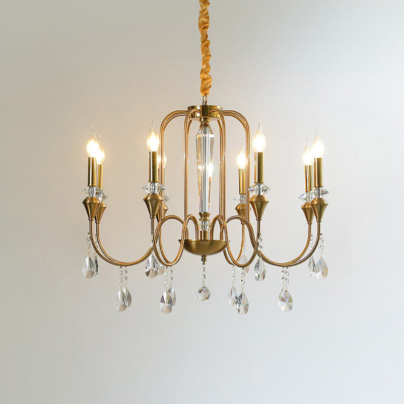 Ercararis Vintage Industrial Brass Crystal Chandelier - Letslighting