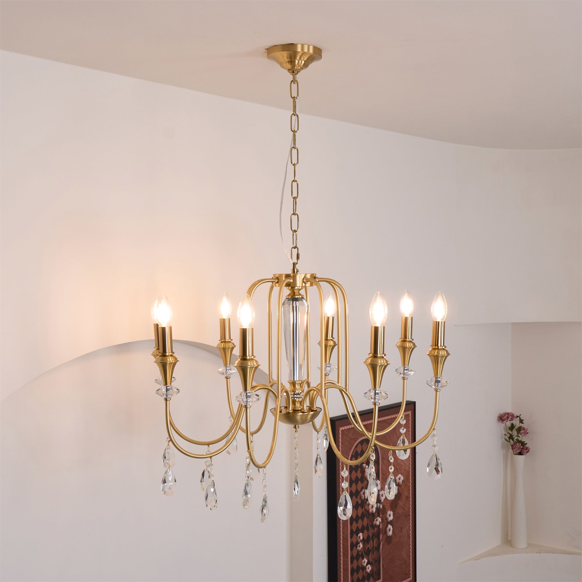 Ercararis Vintage Industrial Brass Crystal Chandelier - Letslighting