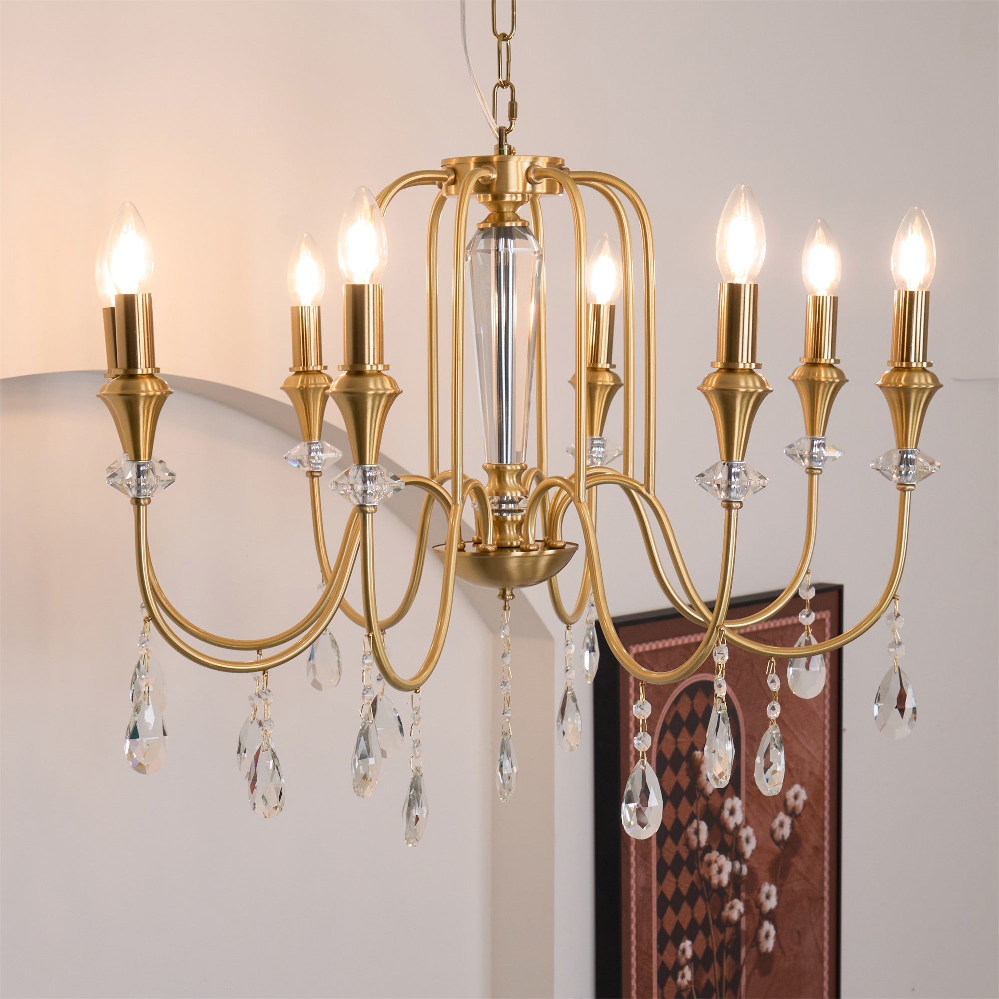 Ercararis Vintage Industrial Brass Crystal Chandelier - Letslighting