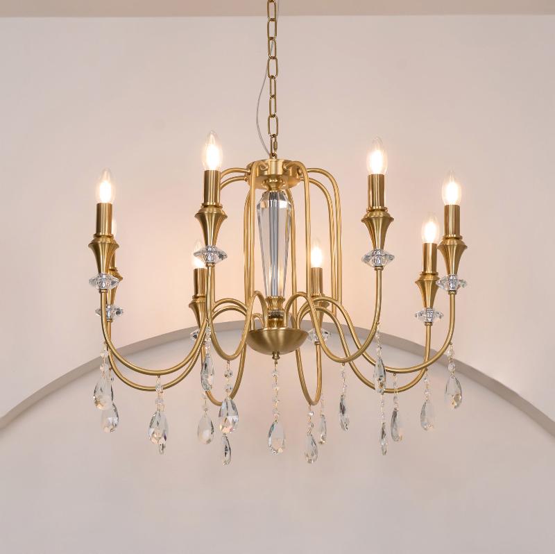 Ercararis Vintage Industrial Brass Crystal Chandelier - Letslighting