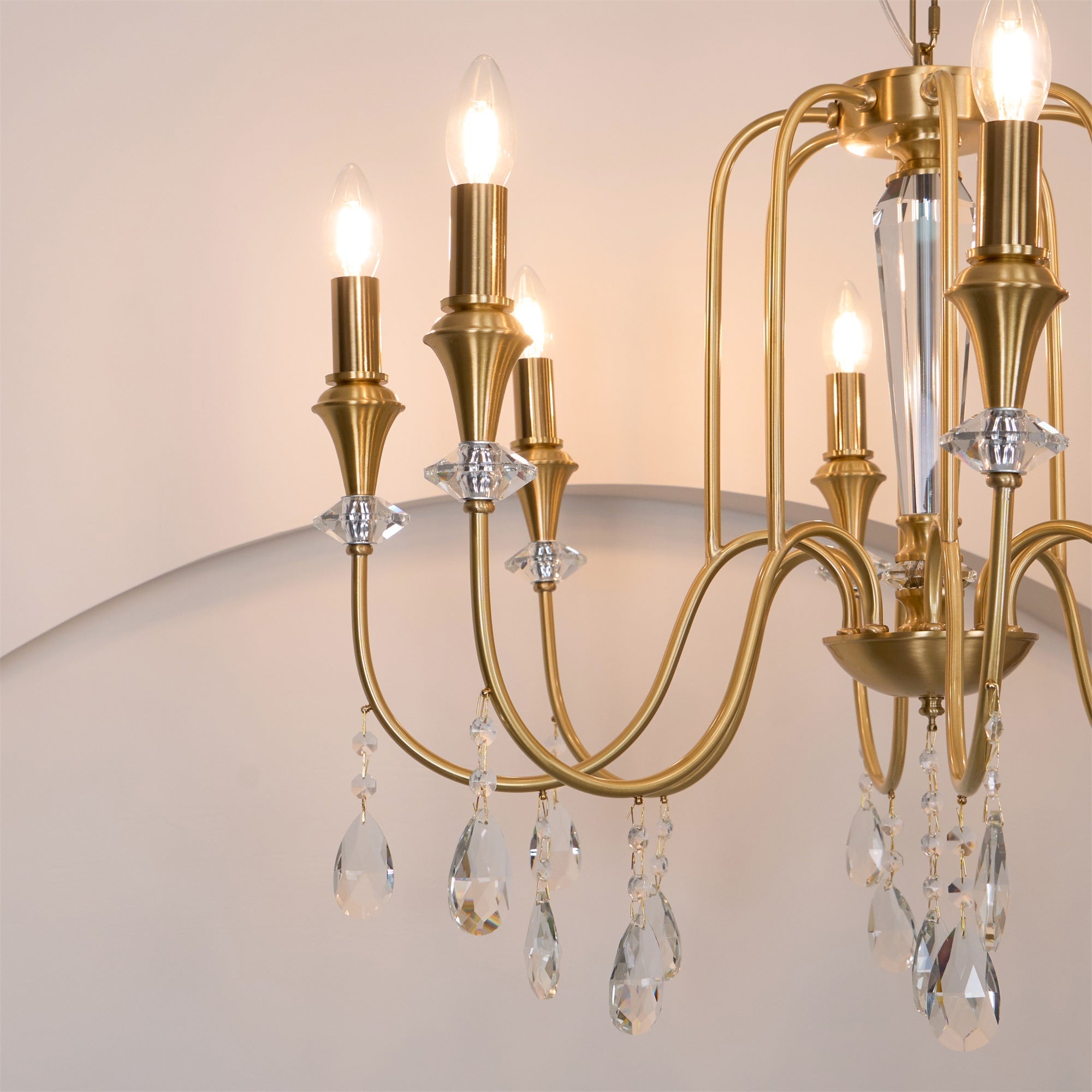 Ercararis Vintage Industrial Brass Crystal Chandelier - Letslighting