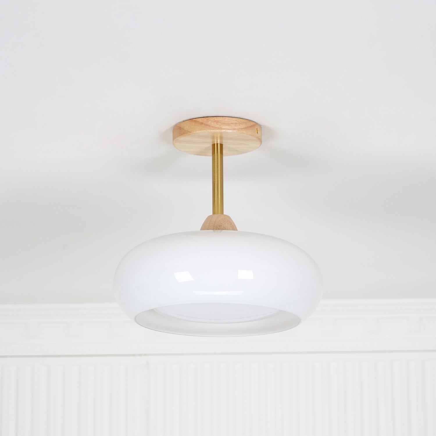 Valentina  Flush Mount Ceiling Light Glass Wood &Orange&White