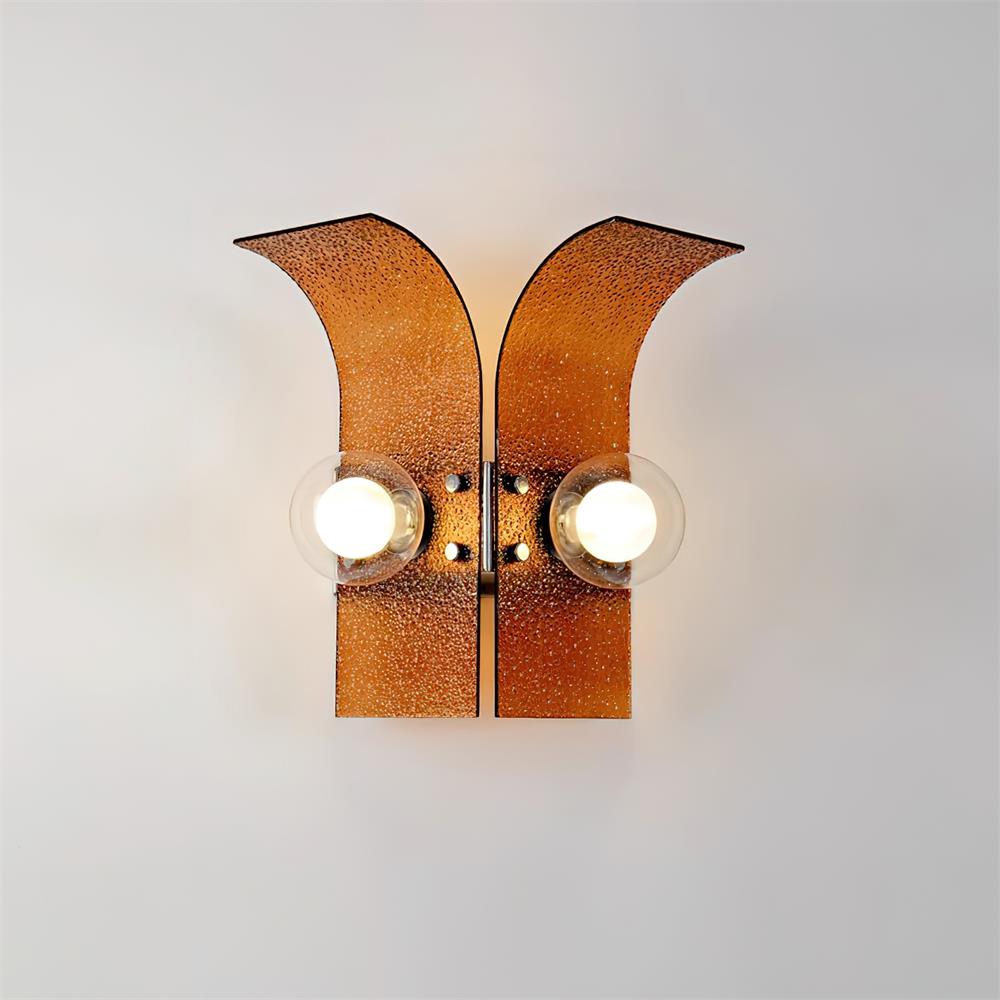 Wall Light Textured Glass Panels Dual Globes Art Deco - Letslighting