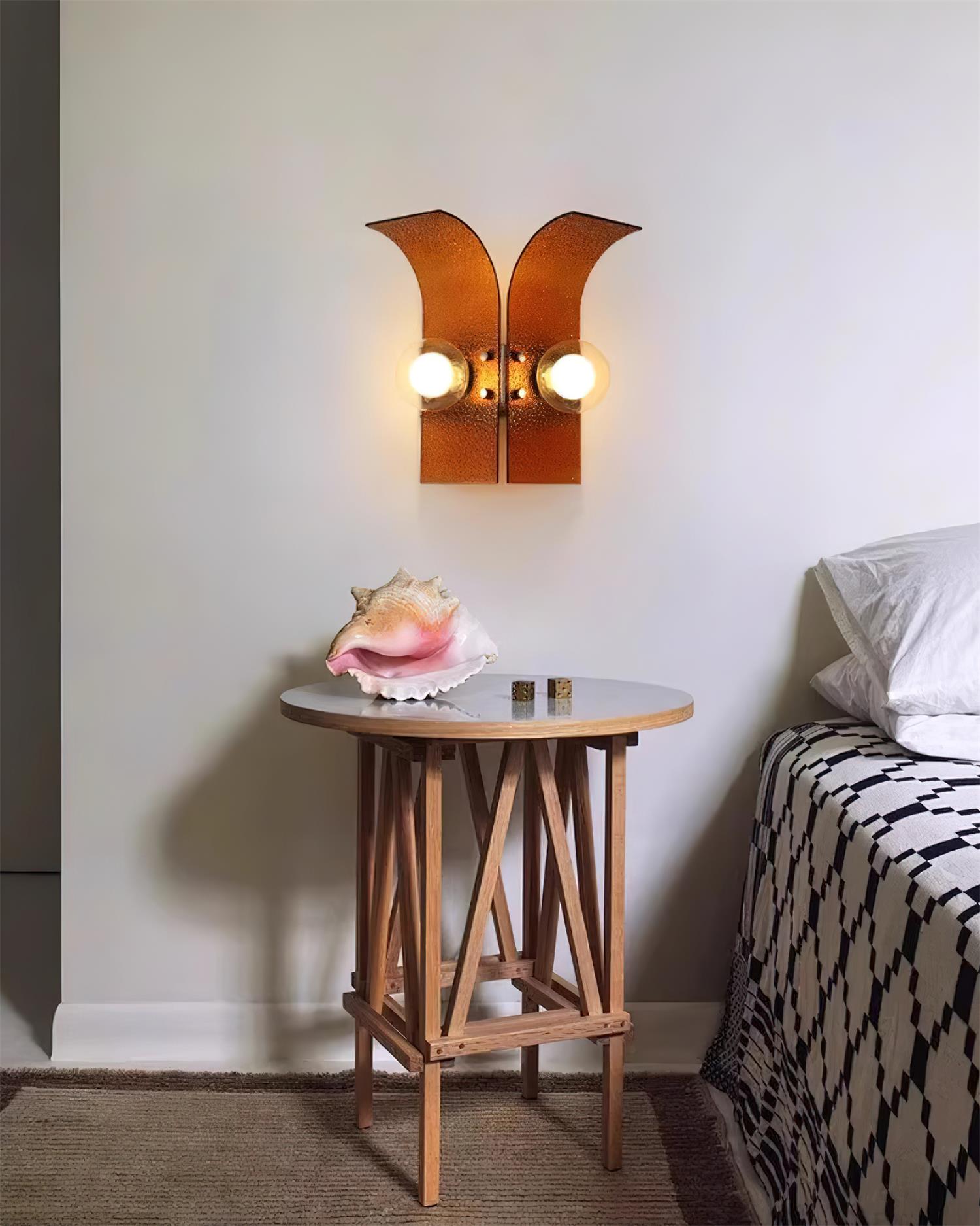 Wall Light Textured Glass Panels Dual Globes Art Deco - Letslighting