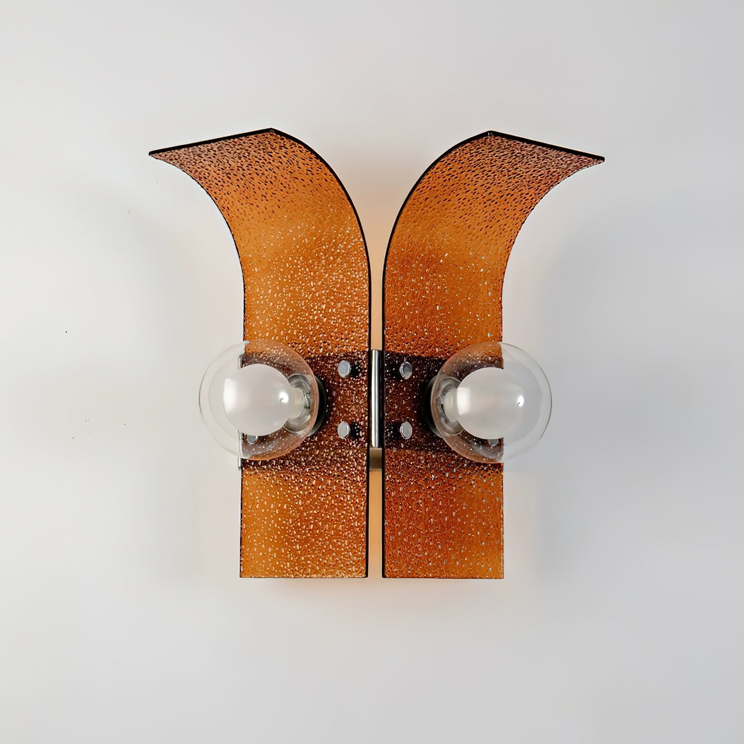 Wall Light Textured Glass Panels Dual Globes Art Deco - Letslighting