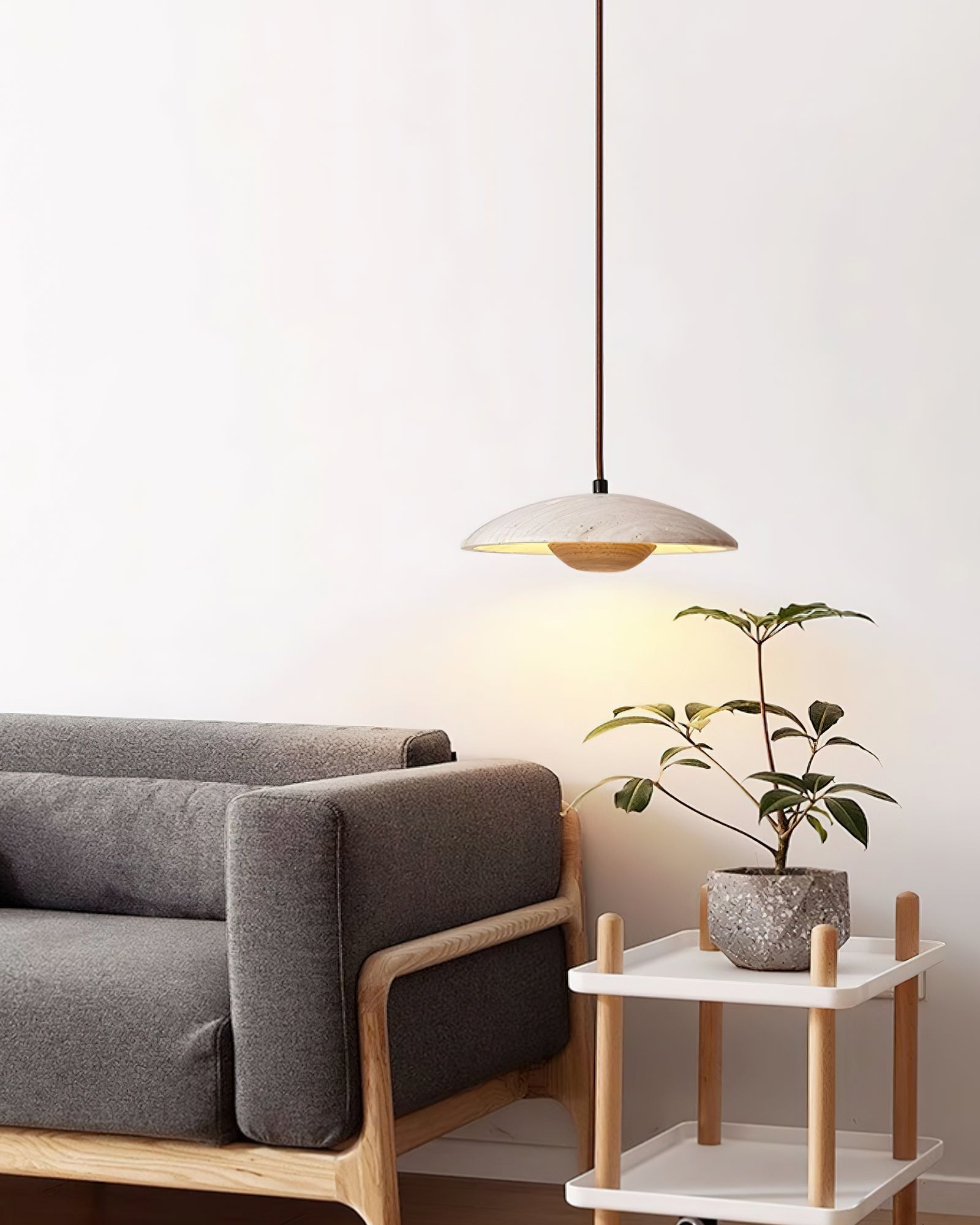 Zodore Wide-Brim Travertine Pendant Light - Letslighting