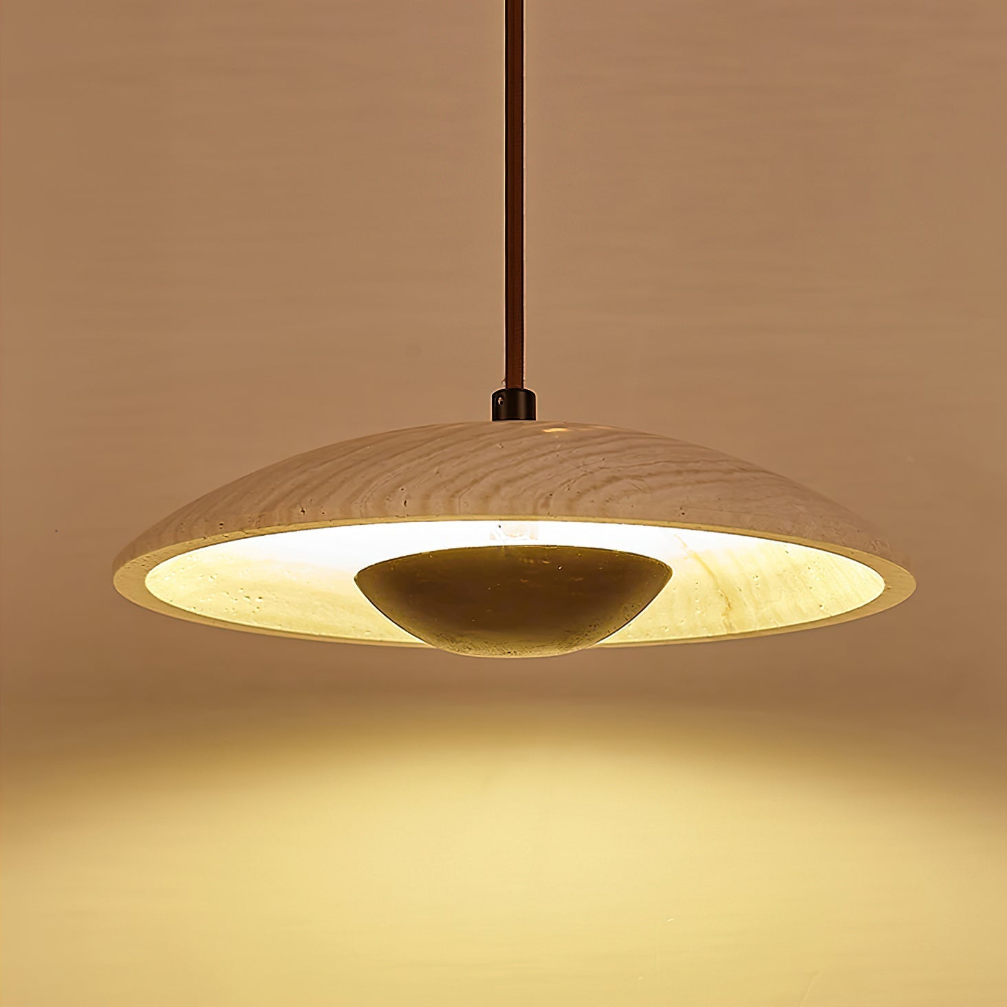 Zodore Wide-Brim Travertine Pendant Light - Letslighting