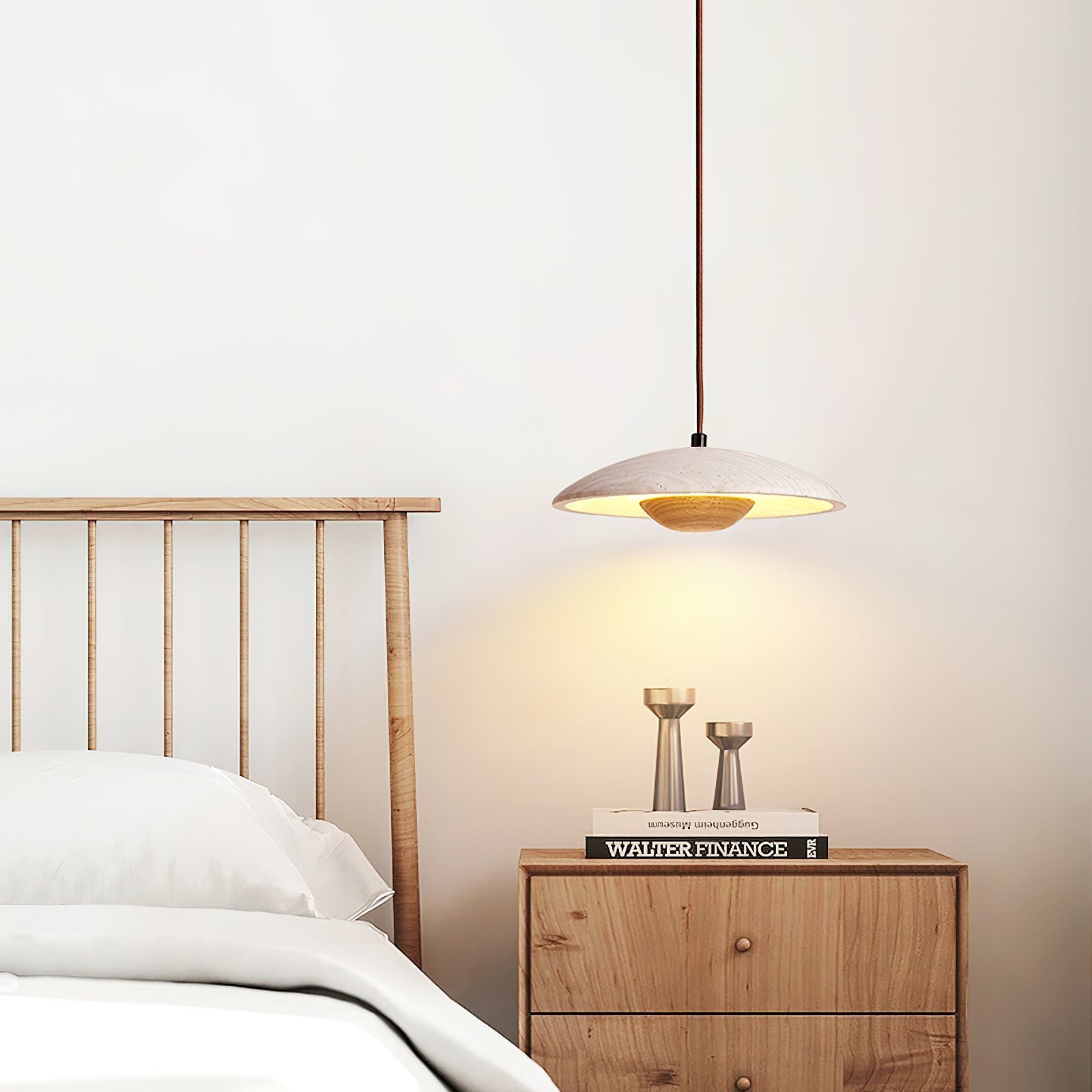 Zodore Wide-Brim Travertine Pendant Light - Letslighting