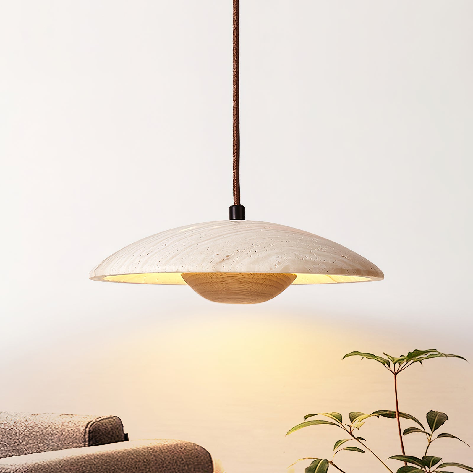 Zodore Wide-Brim Travertine Pendant Light - Letslighting
