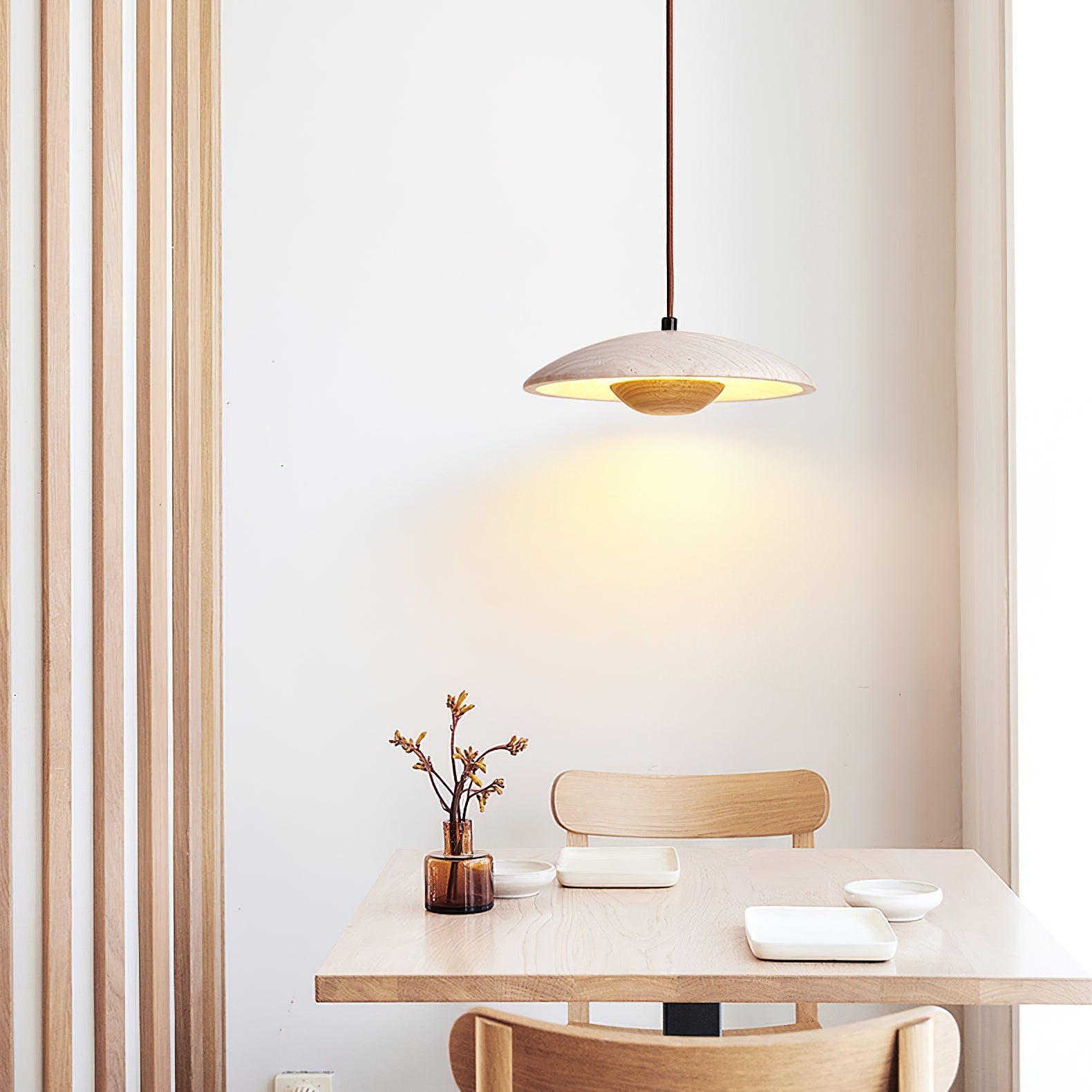 Zodore Wide-Brim Travertine Pendant Light - Letslighting