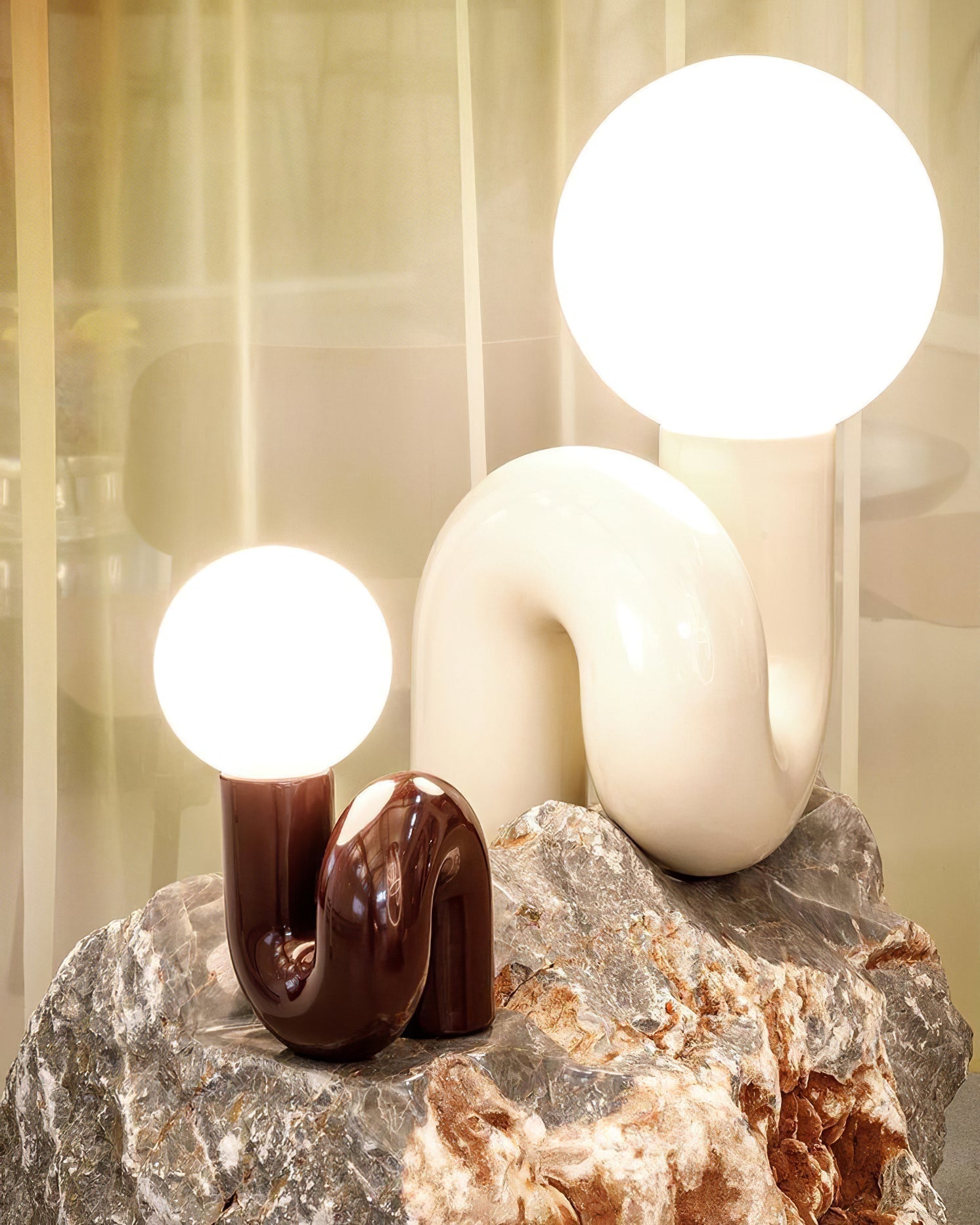 Table Lamp Playful N Shape All White - Letslighting