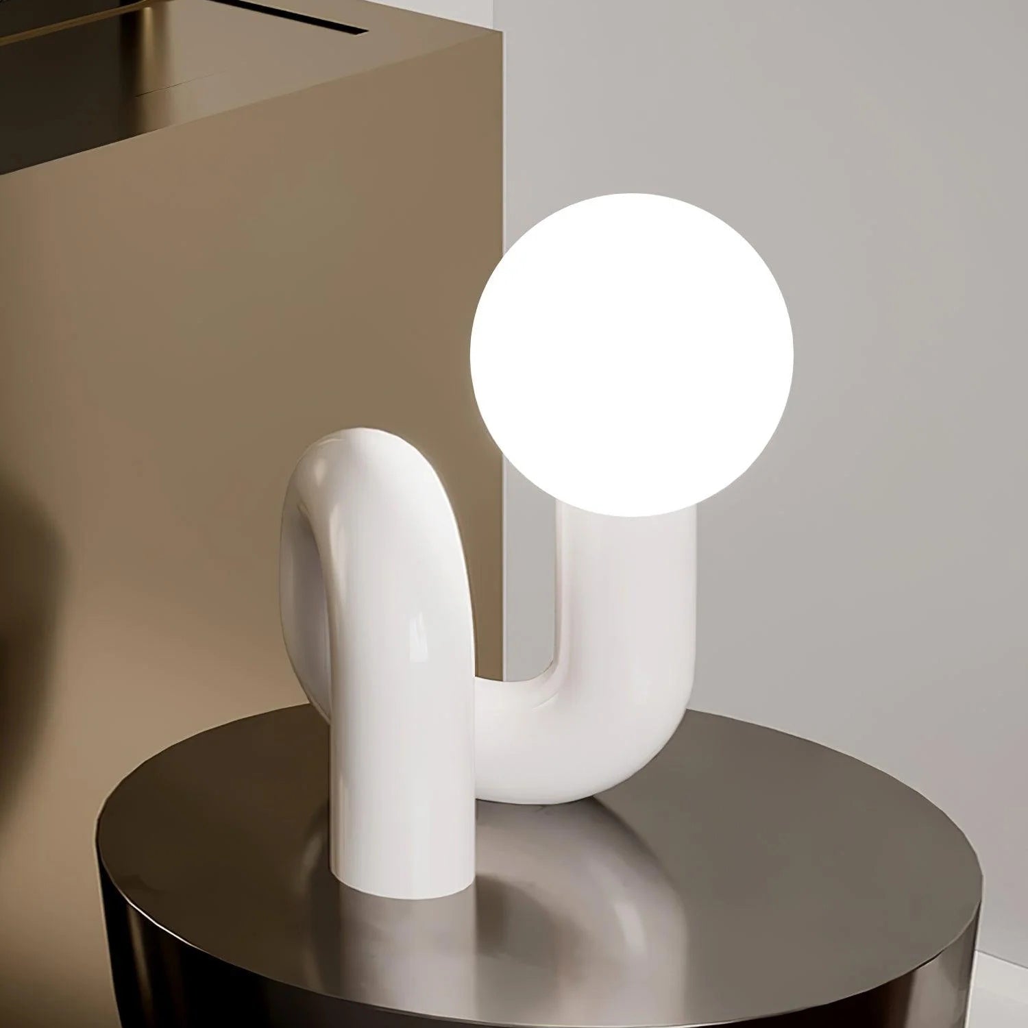 Table Lamp Playful N Shape All White - Letslighting