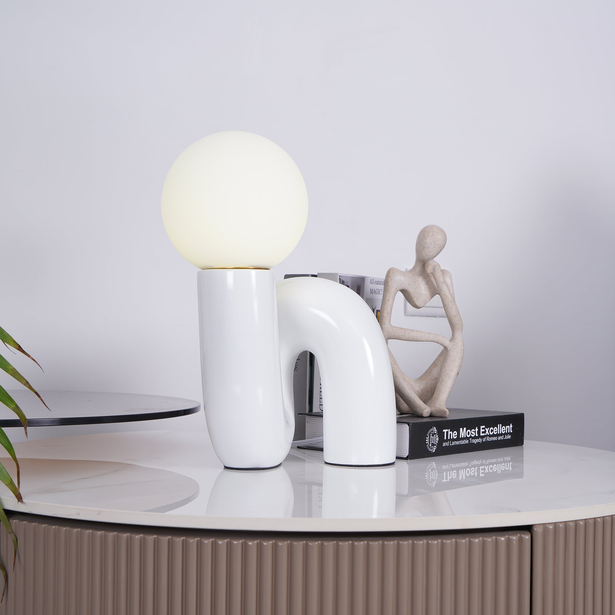 Table Lamp Playful N Shape All White - Letslighting