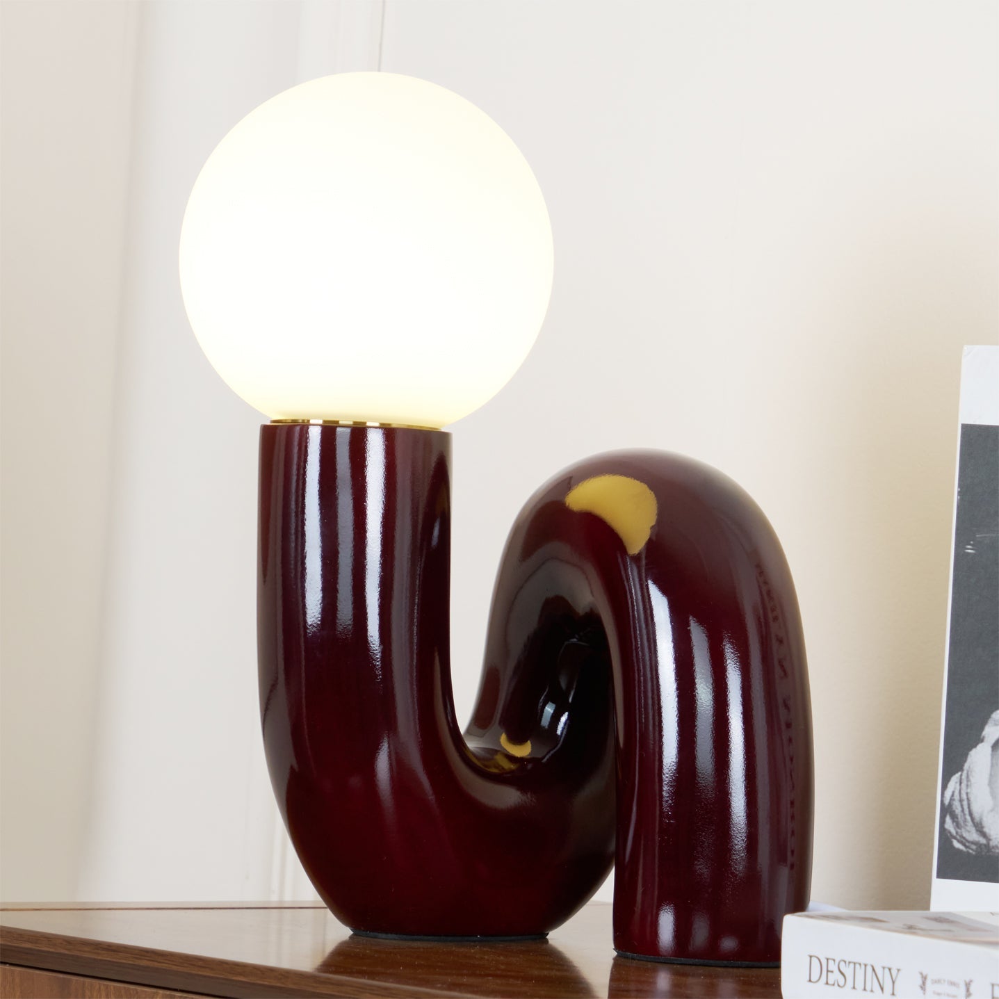 Table Lamp Playful N Shape All White - Letslighting