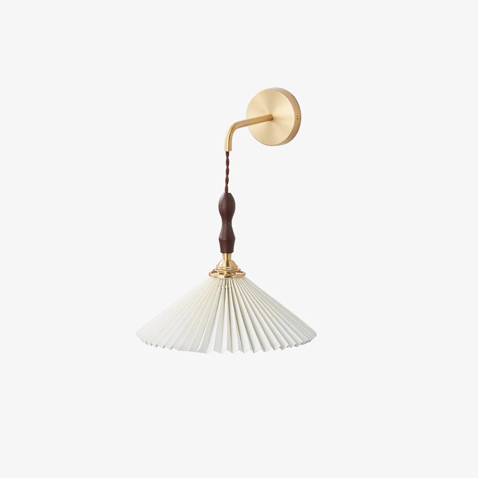 Eurlaeel Premium Elegance Pleated Walnut Wooden Wall Lamp - Letslighting