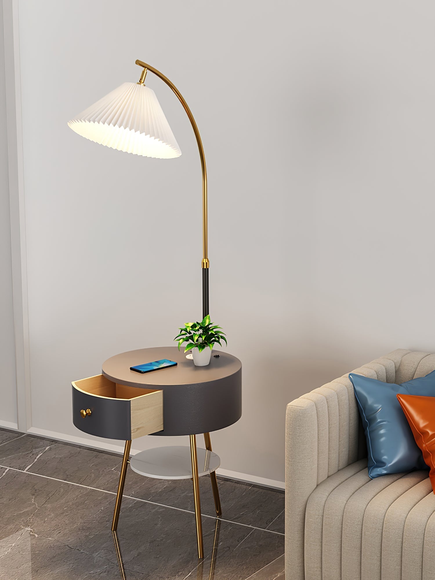 Pleated Arc Floor Light - Blowlighting