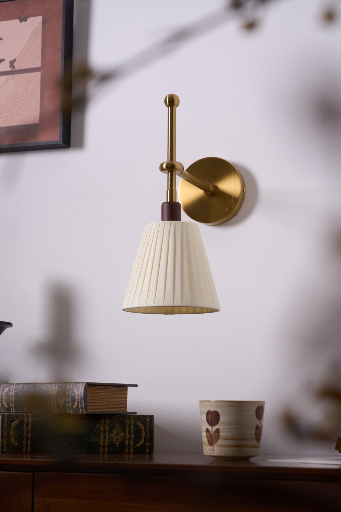 Lustra Wall Lamp Pleated Fabric Brass - Letslighting