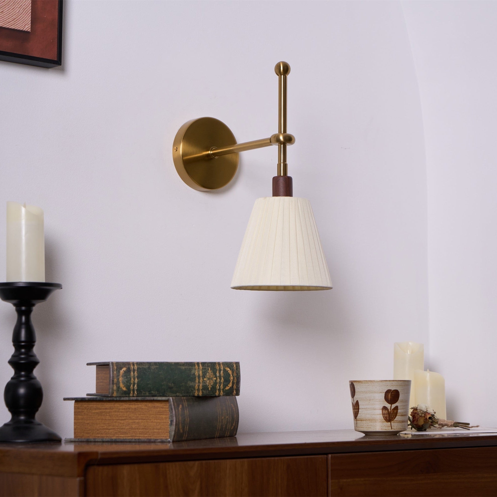 Lustra Wall Lamp Pleated Fabric Brass - Letslighting