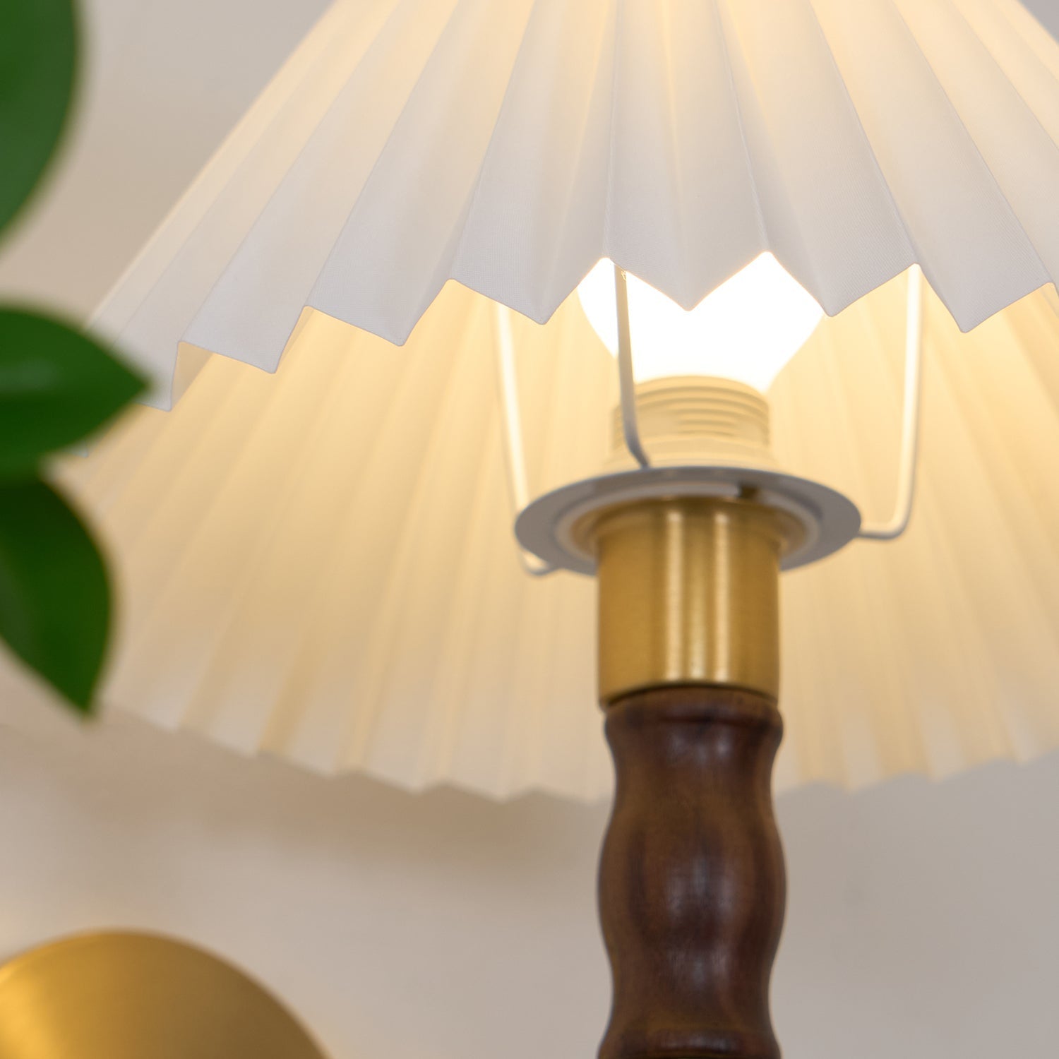 Ernest Vintage Industrial Pleated Walnut Fabric Wall Light - Letslighting