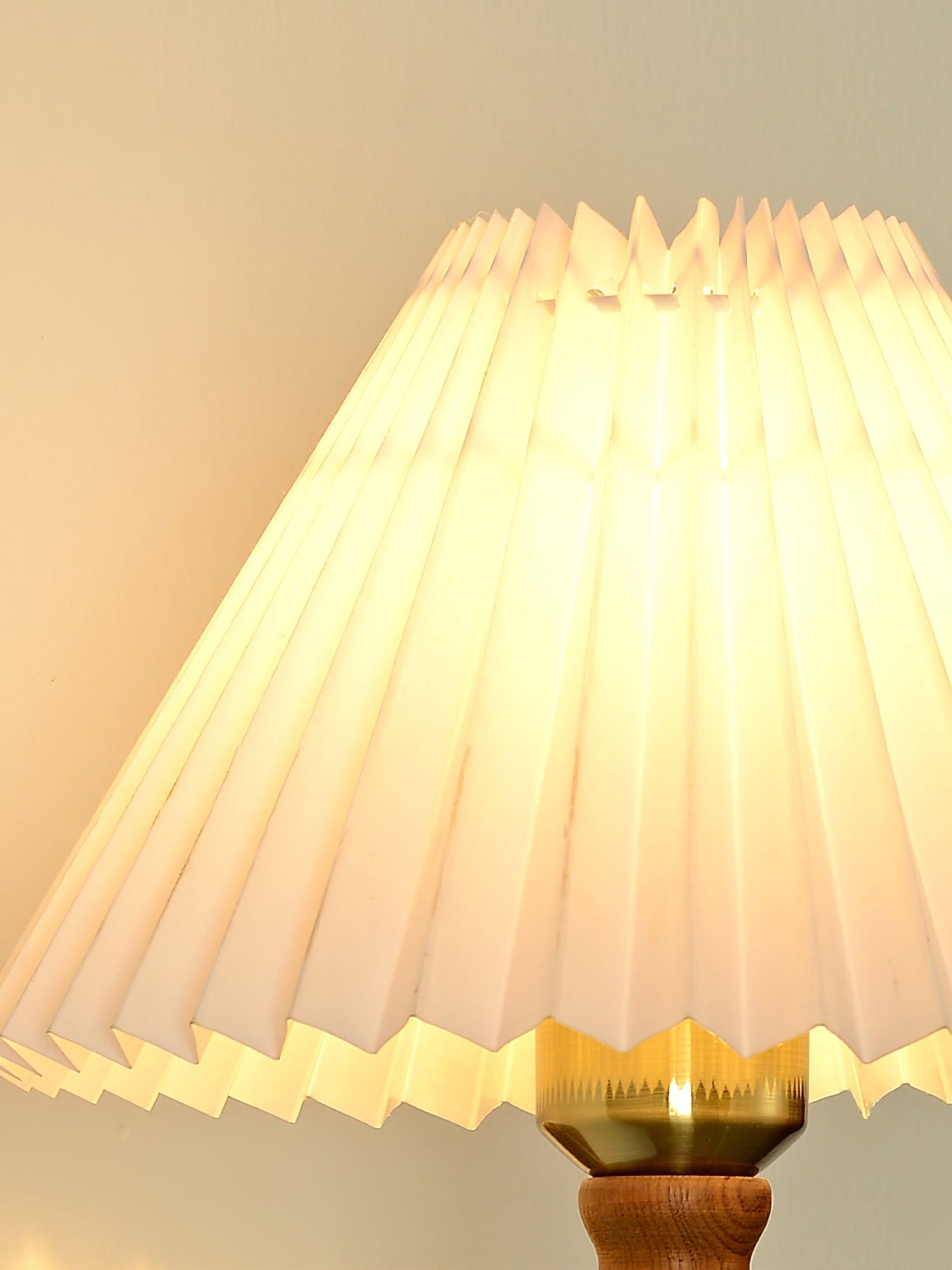 Ernest Vintage Industrial Pleated Walnut Fabric Wall Light - Letslighting