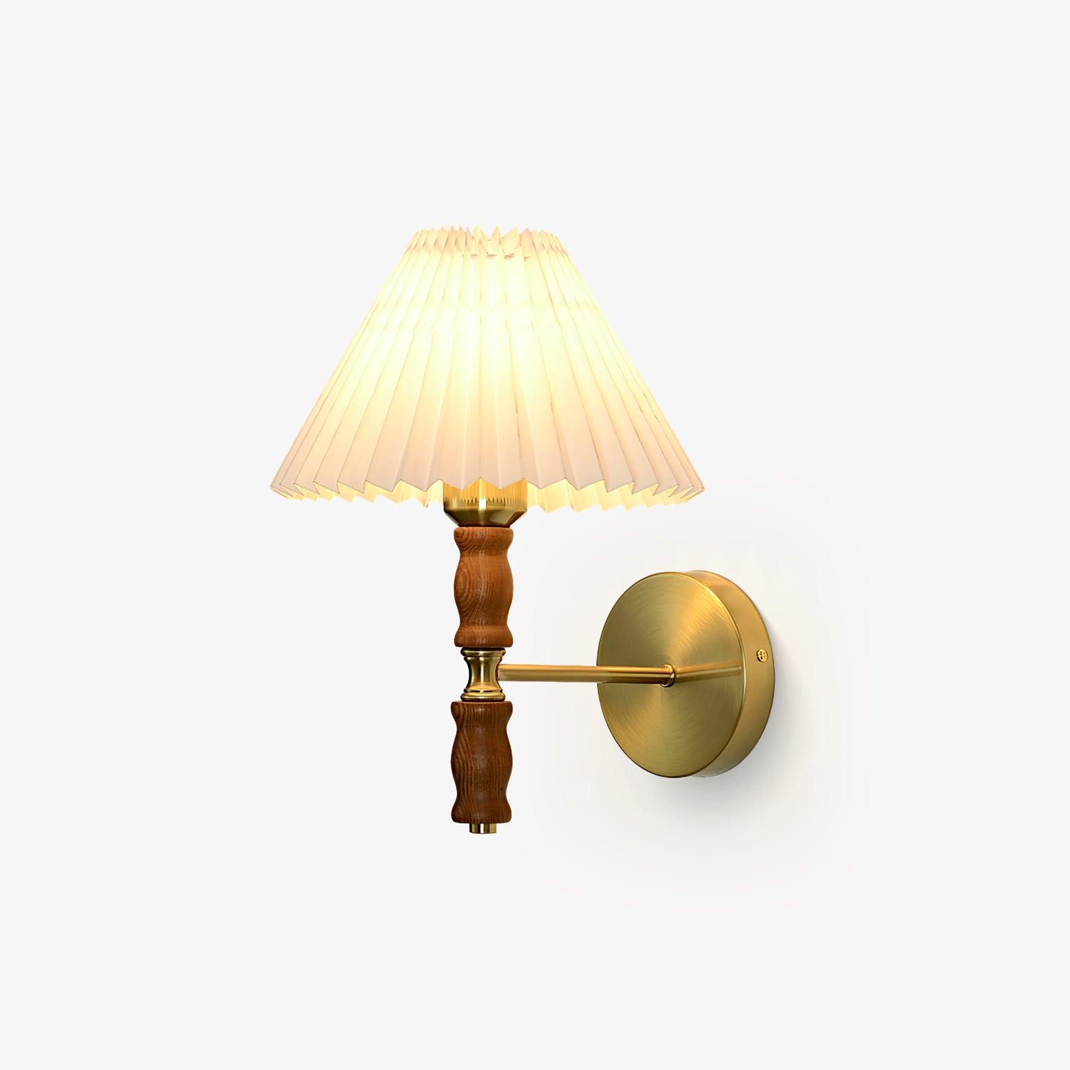 Ernest Vintage Industrial Pleated Walnut Fabric Wall Light - Letslighting