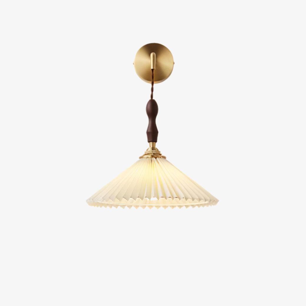 Eurlaeel Premium Elegance Pleated Walnut Wooden Wall Lamp - Letslighting
