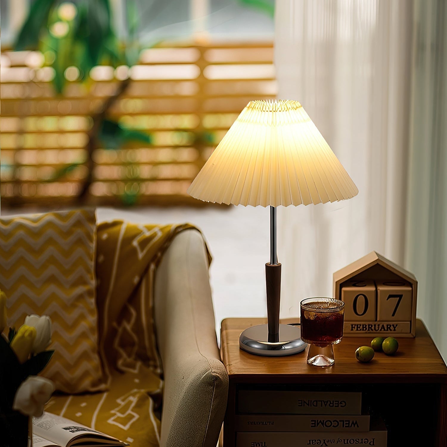 Lynnea Modern Wood & Fabric Table Lamp