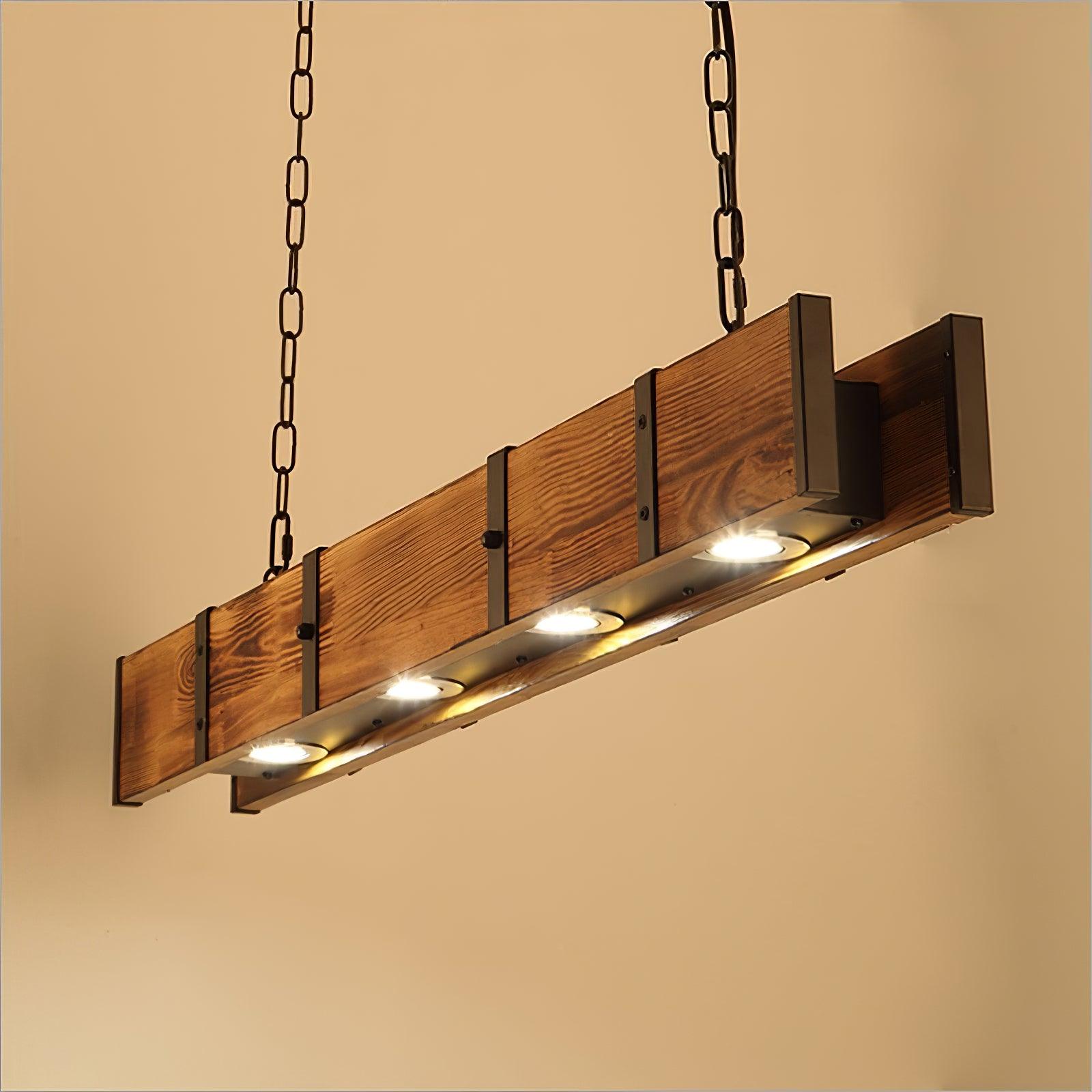 Lustra Chandelier Pleva Linear Natural Wood - Letslighting