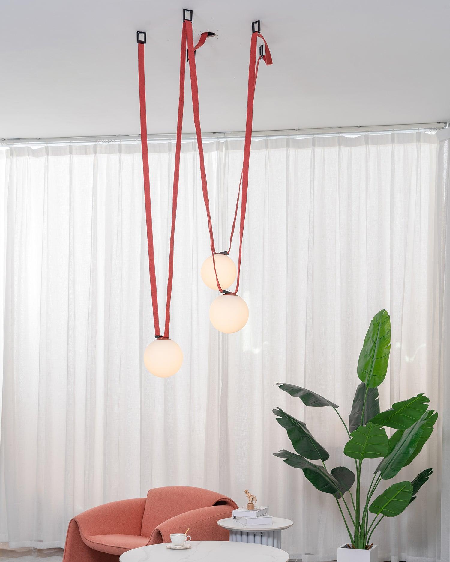 Lustra Pendant Lamp Leather Belt Glass - Letslighting
