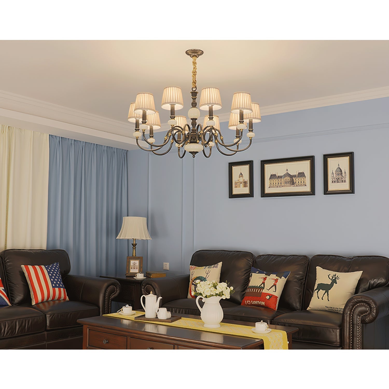 Ivenen Postmodern Luxury Brass Jade Chandelier - Letslighting