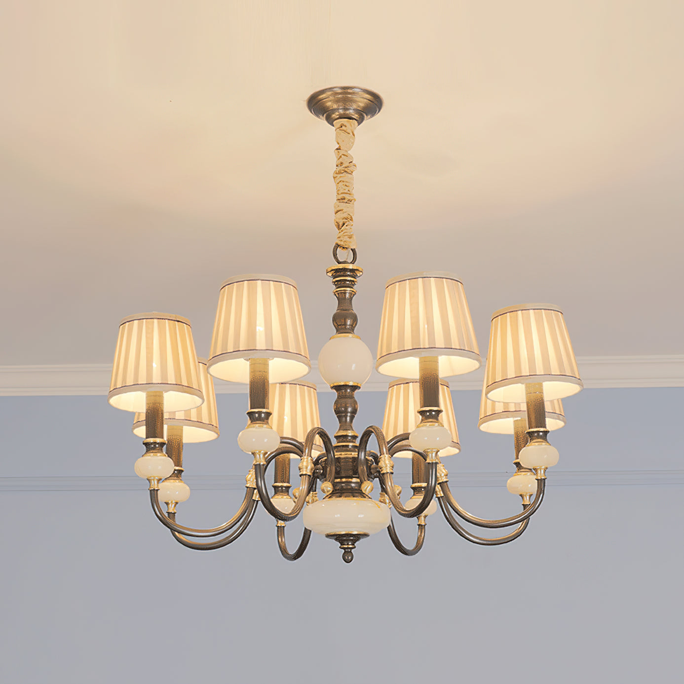 Ivenen Postmodern Luxury Brass Jade Chandelier - Letslighting