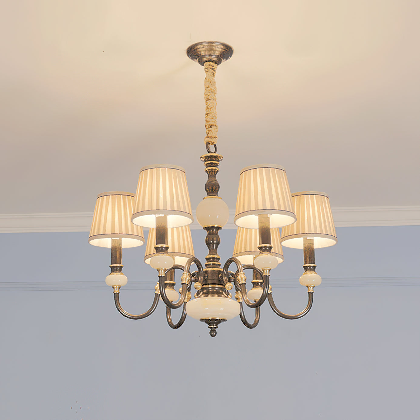 Ivenen Postmodern Luxury Brass Jade Chandelier - Letslighting