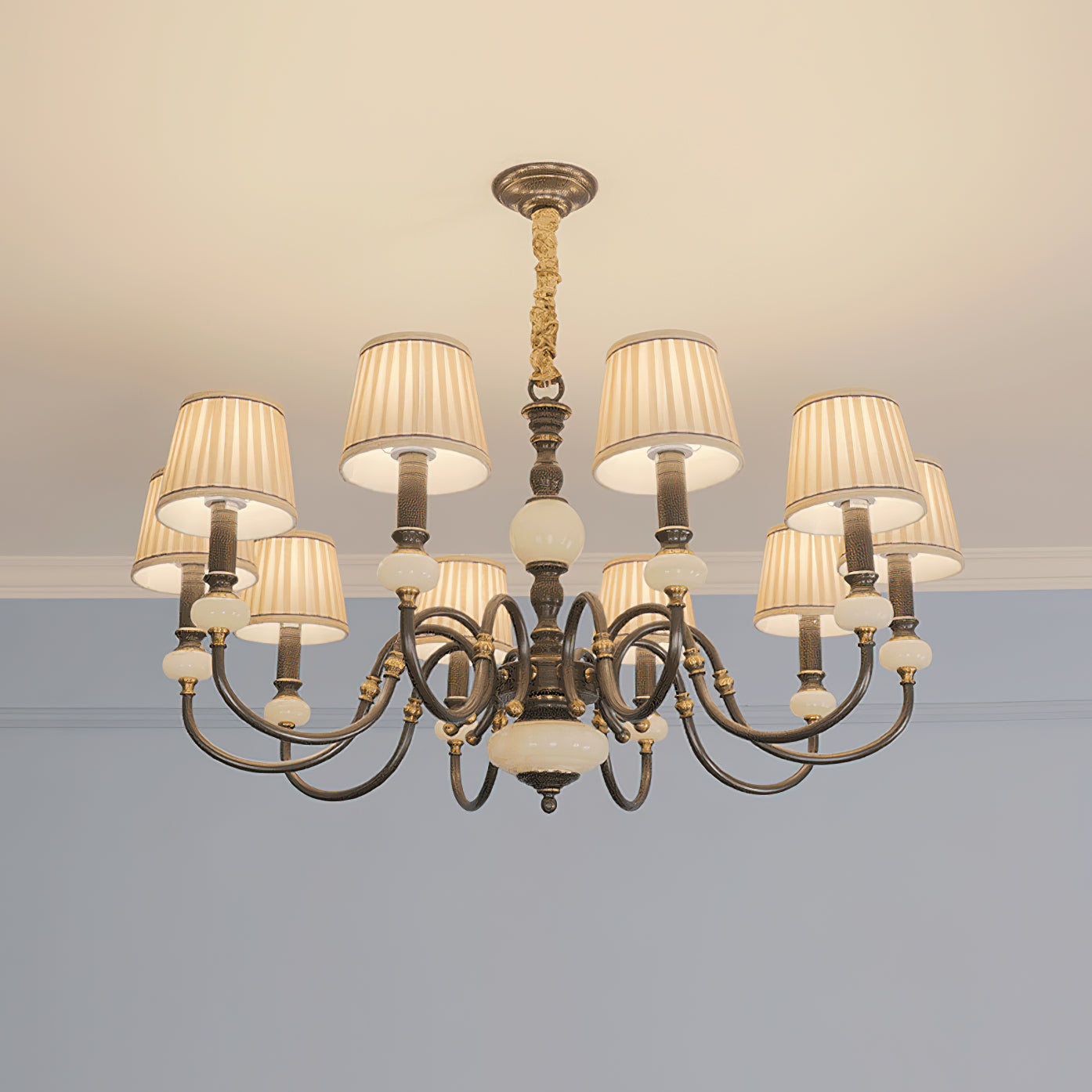 Ivenen Postmodern Luxury Brass Jade Chandelier - Letslighting