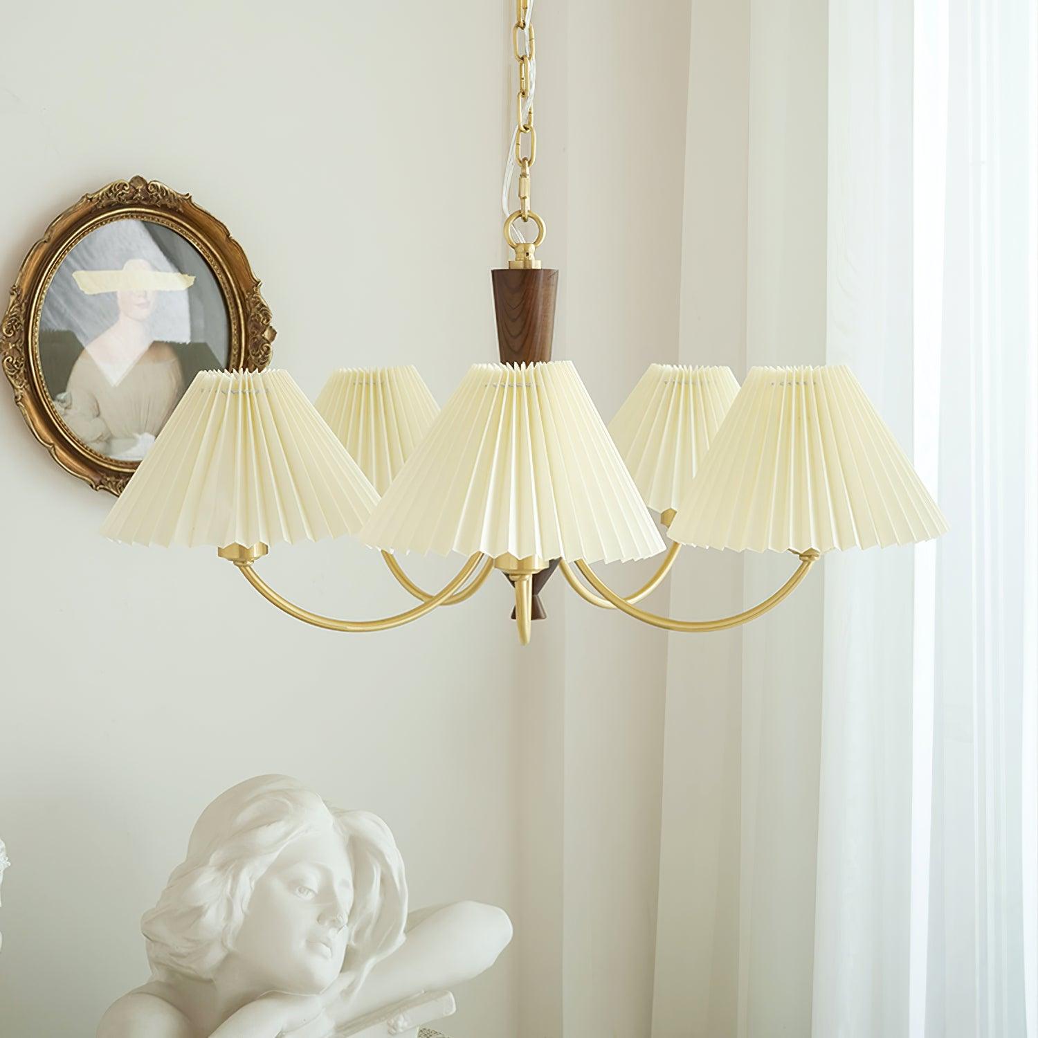 Lustra Chandelier White Pleated Lampshades - Letslighting