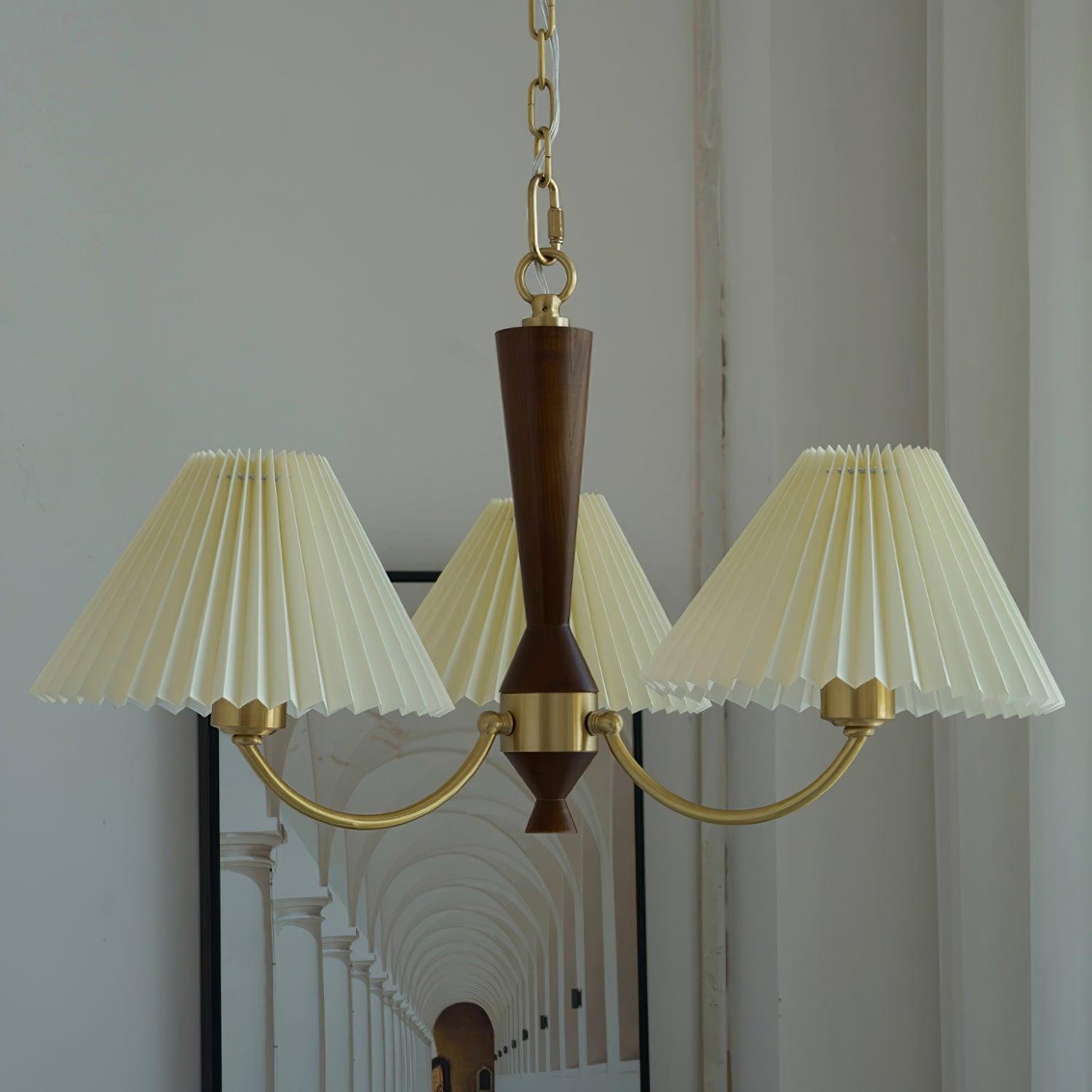 Lustra Chandelier White Pleated Lampshades - Letslighting
