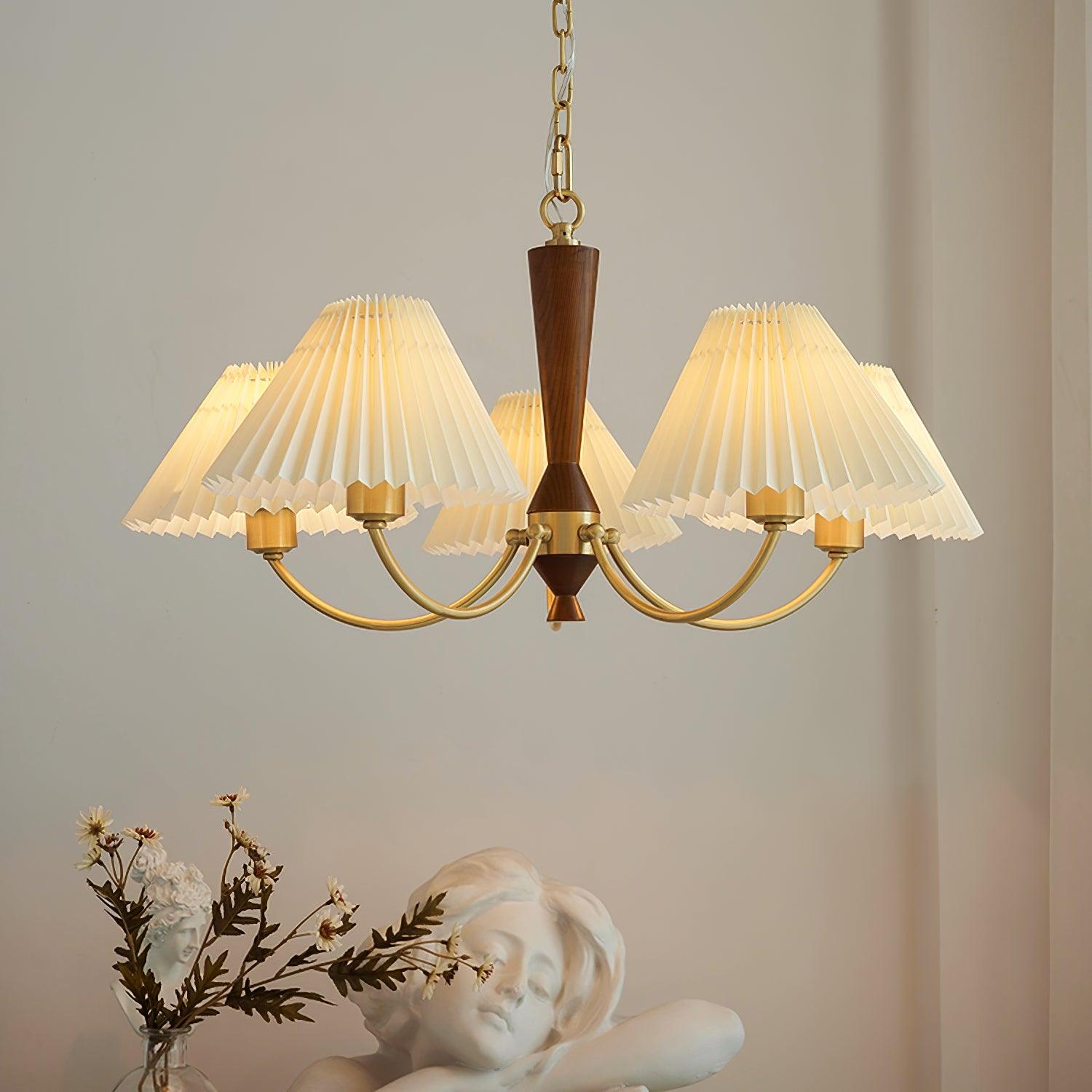 Lustra Chandelier White Pleated Lampshades - Letslighting