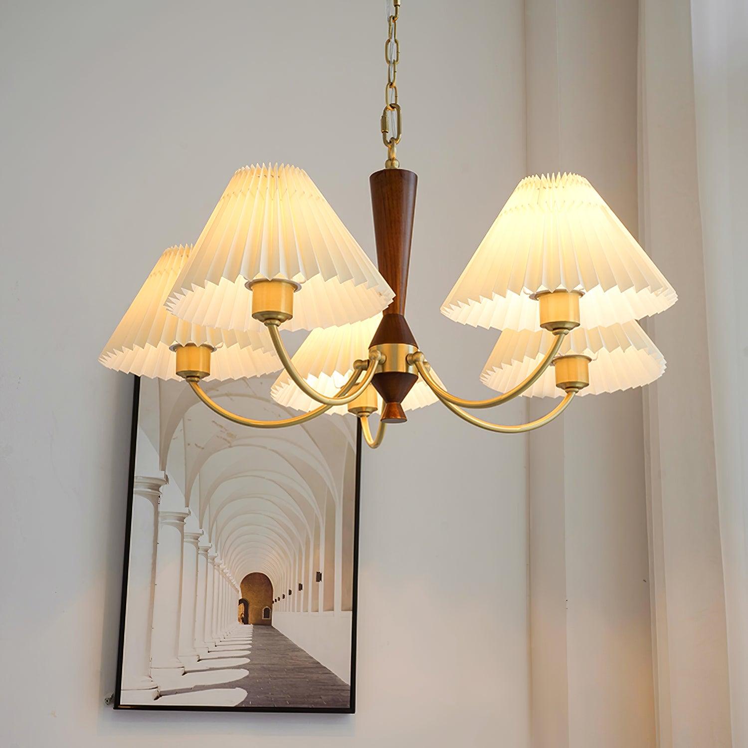 Lustra Chandelier White Pleated Lampshades - Letslighting