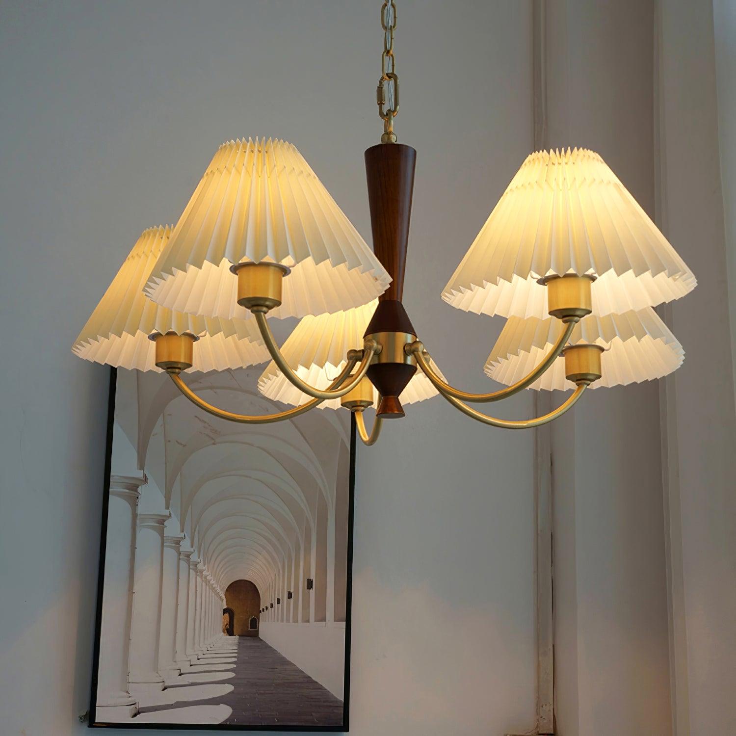 Lustra Chandelier White Pleated Lampshades - Letslighting