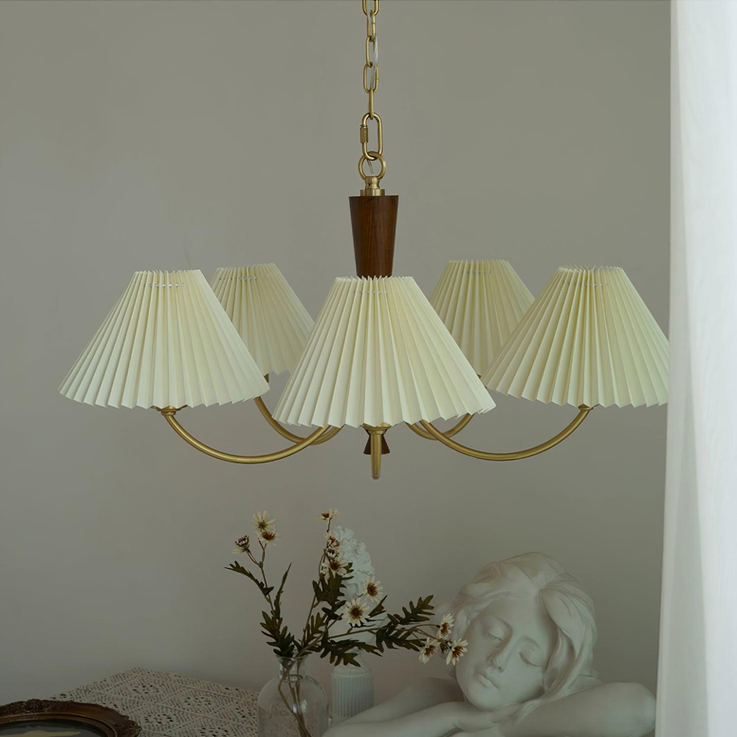 Lustra Chandelier White Pleated Lampshades - Letslighting