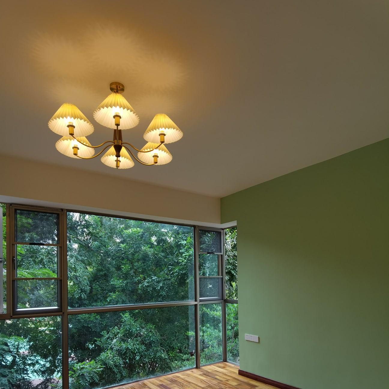 Lustra Chandelier White Pleated Lampshades - Letslighting