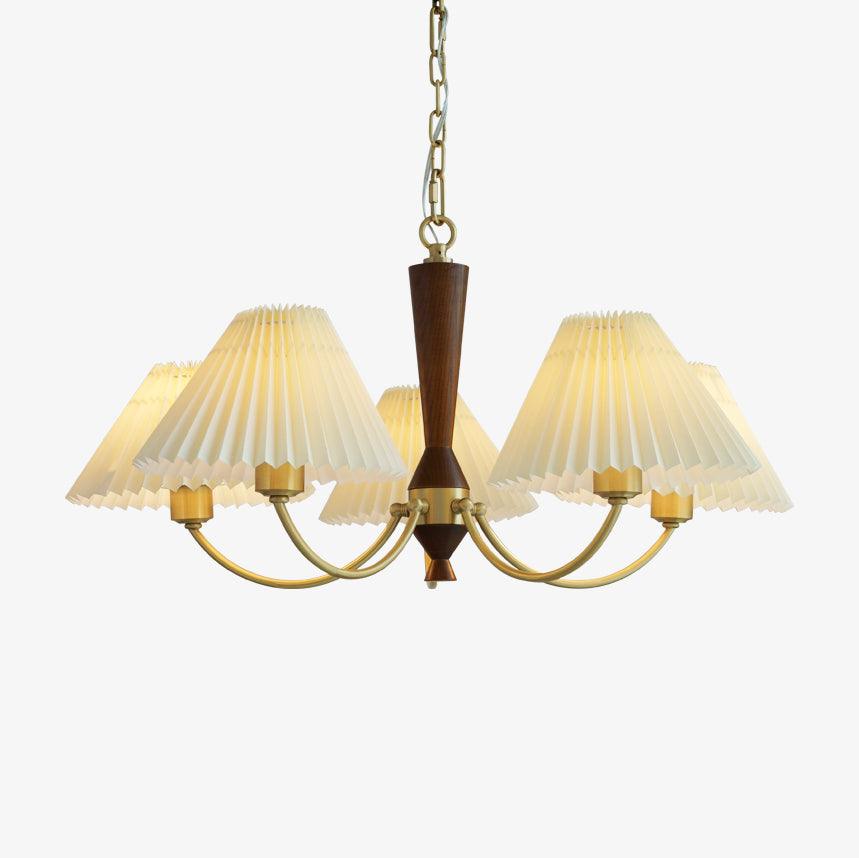 Lustra Chandelier White Pleated Lampshades - Letslighting