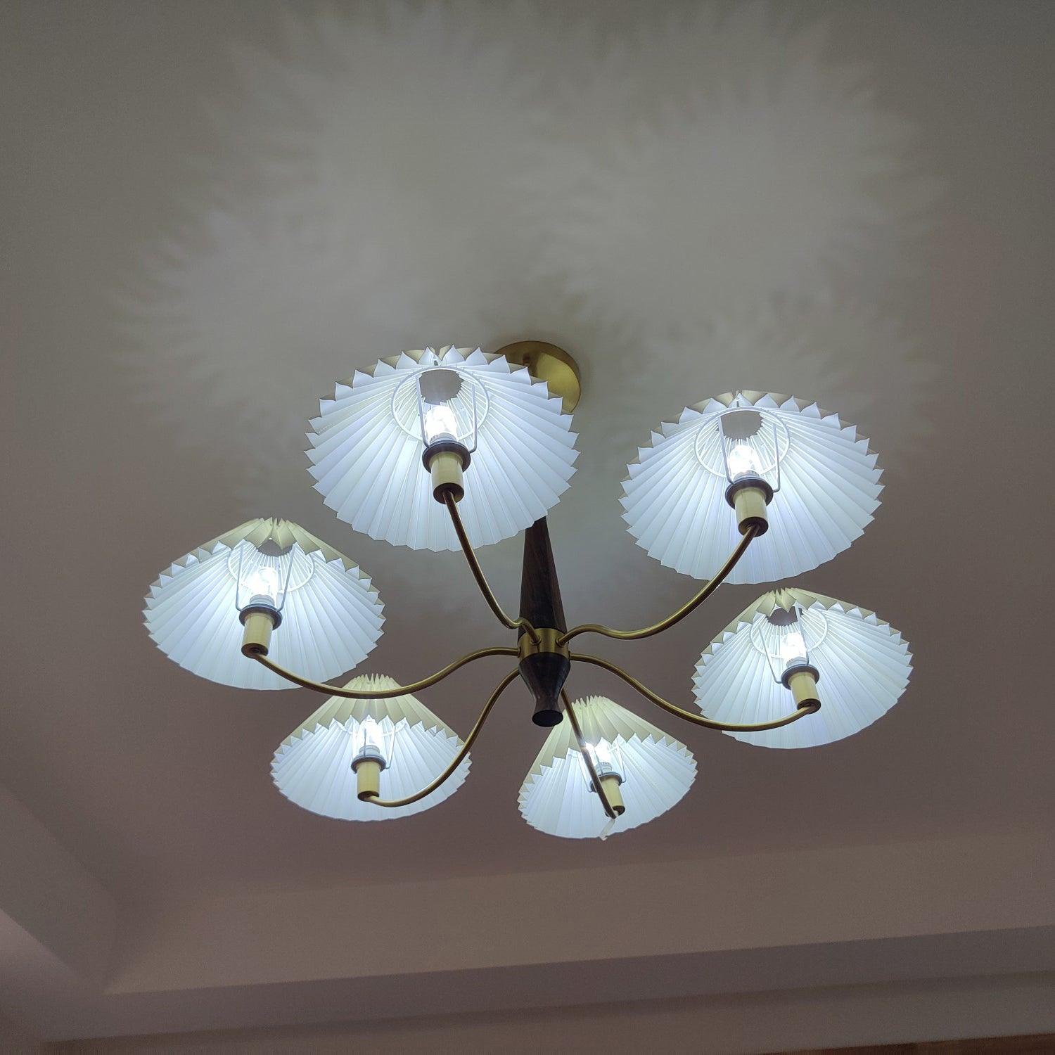 Lustra Chandelier White Pleated Lampshades - Letslighting