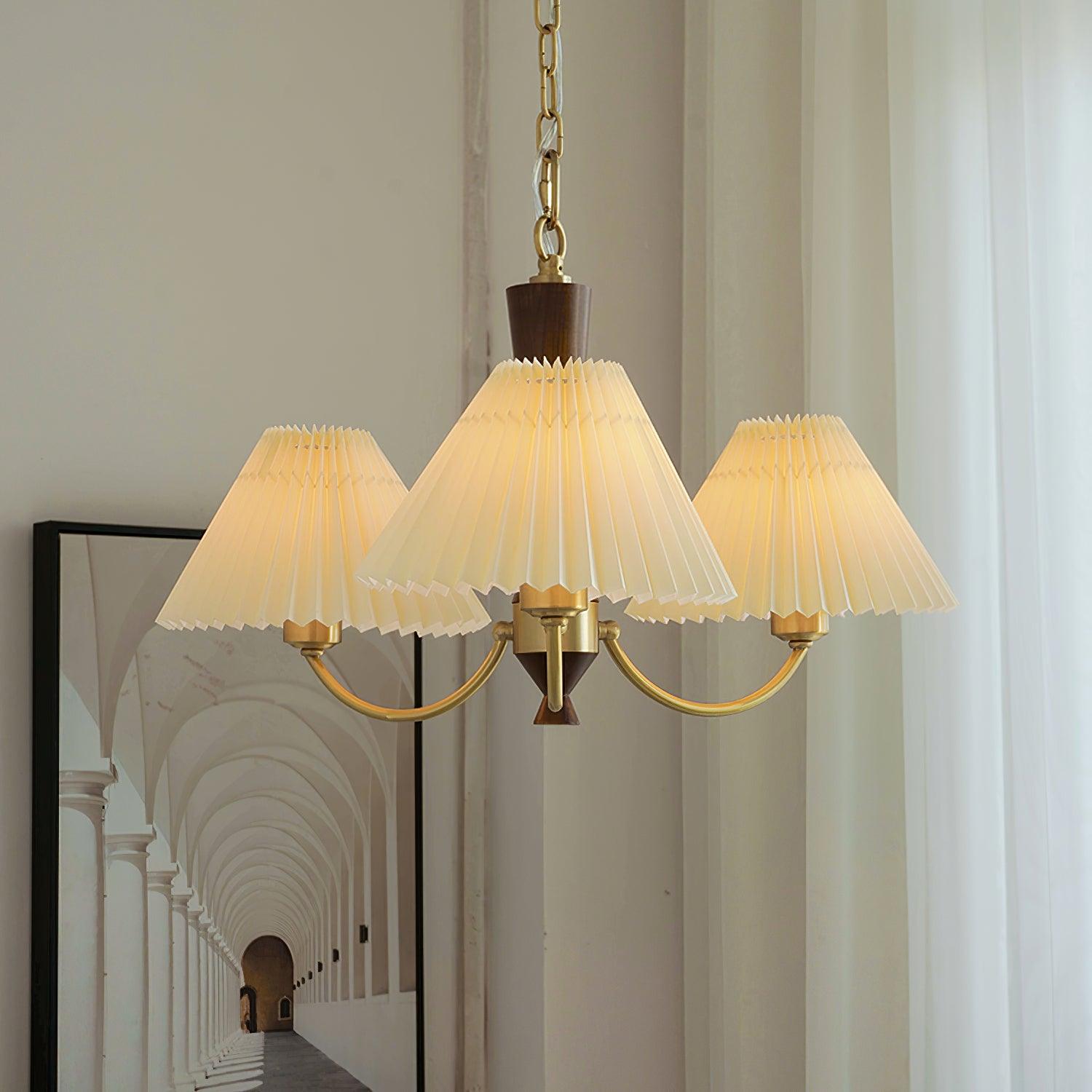 Lustra Chandelier White Pleated Lampshades - Letslighting