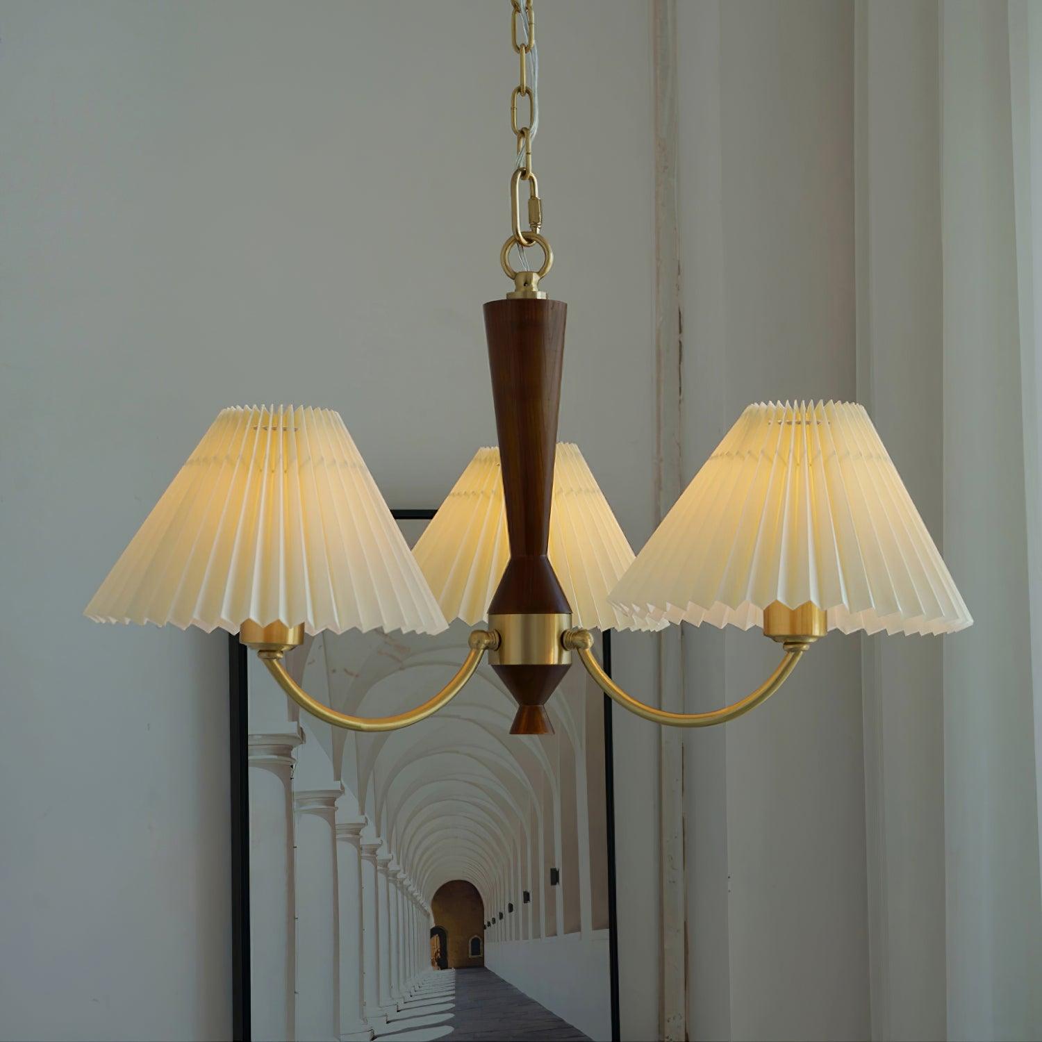 Lustra Chandelier White Pleated Lampshades - Letslighting
