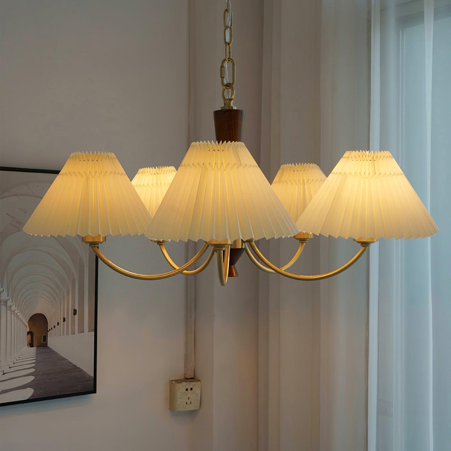 Lustra Chandelier White Pleated Lampshades - Letslighting