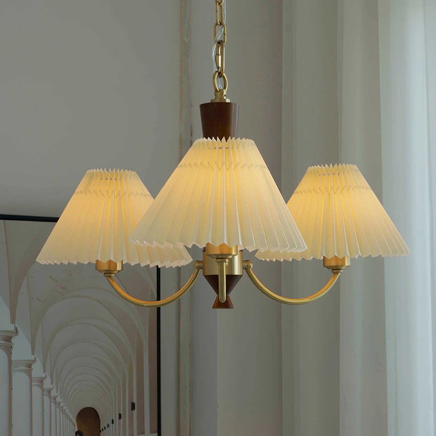 Lustra Chandelier White Pleated Lampshades - Letslighting