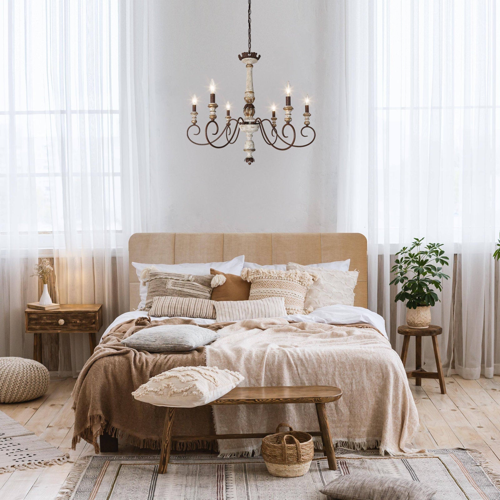 Zonorira Vintage Industrial Wooden Chandelier - Letslighting