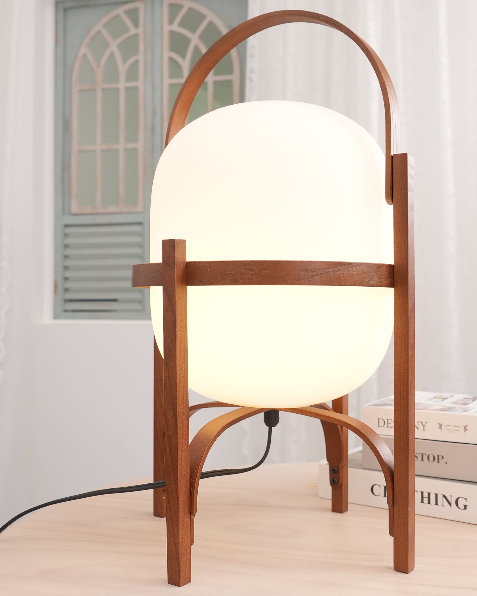 Lethra Wood Glass Table Lamp - Letslighting