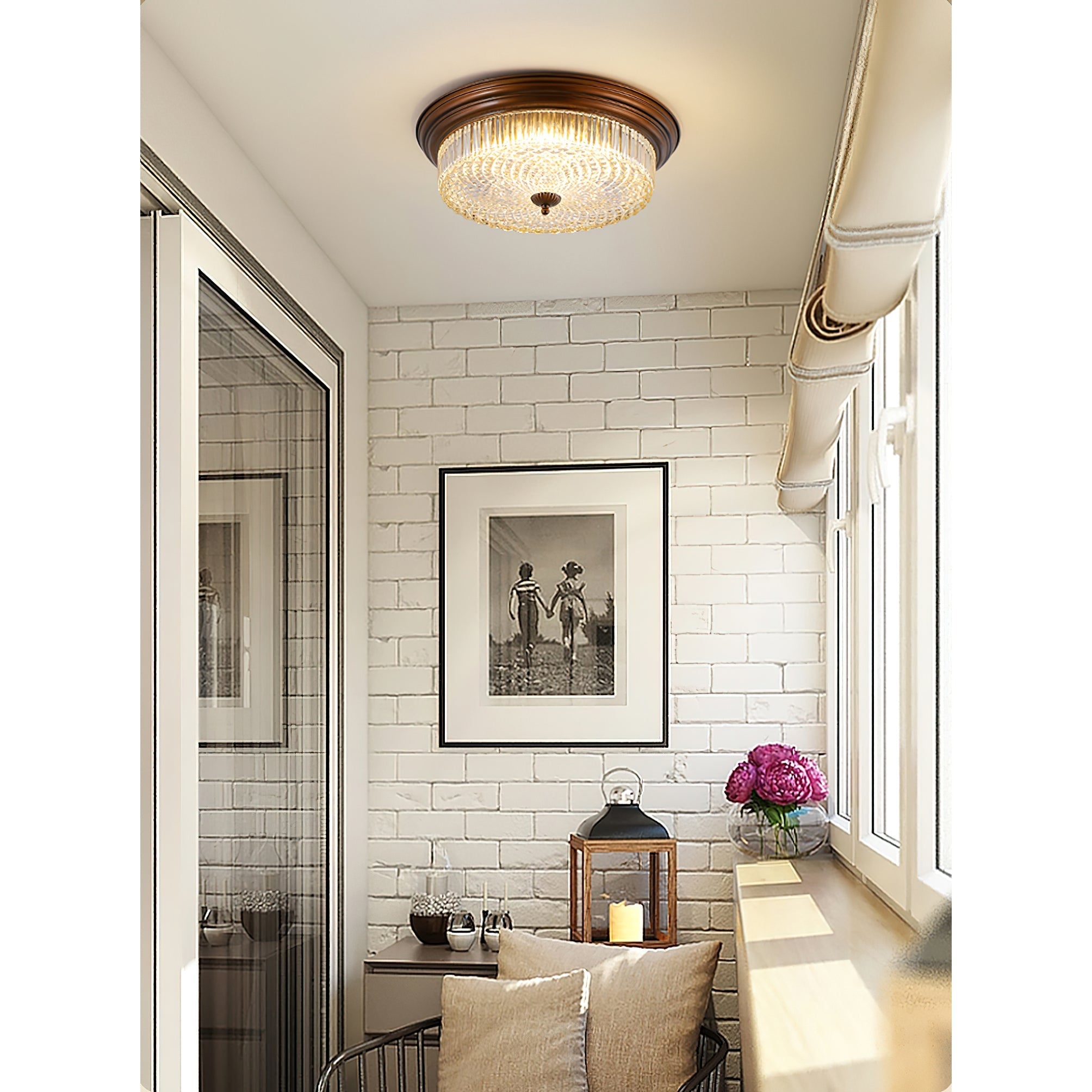 Ulcarir Modern Minimalist Retro Glass Flush Ceiling Lamp - Letslighting